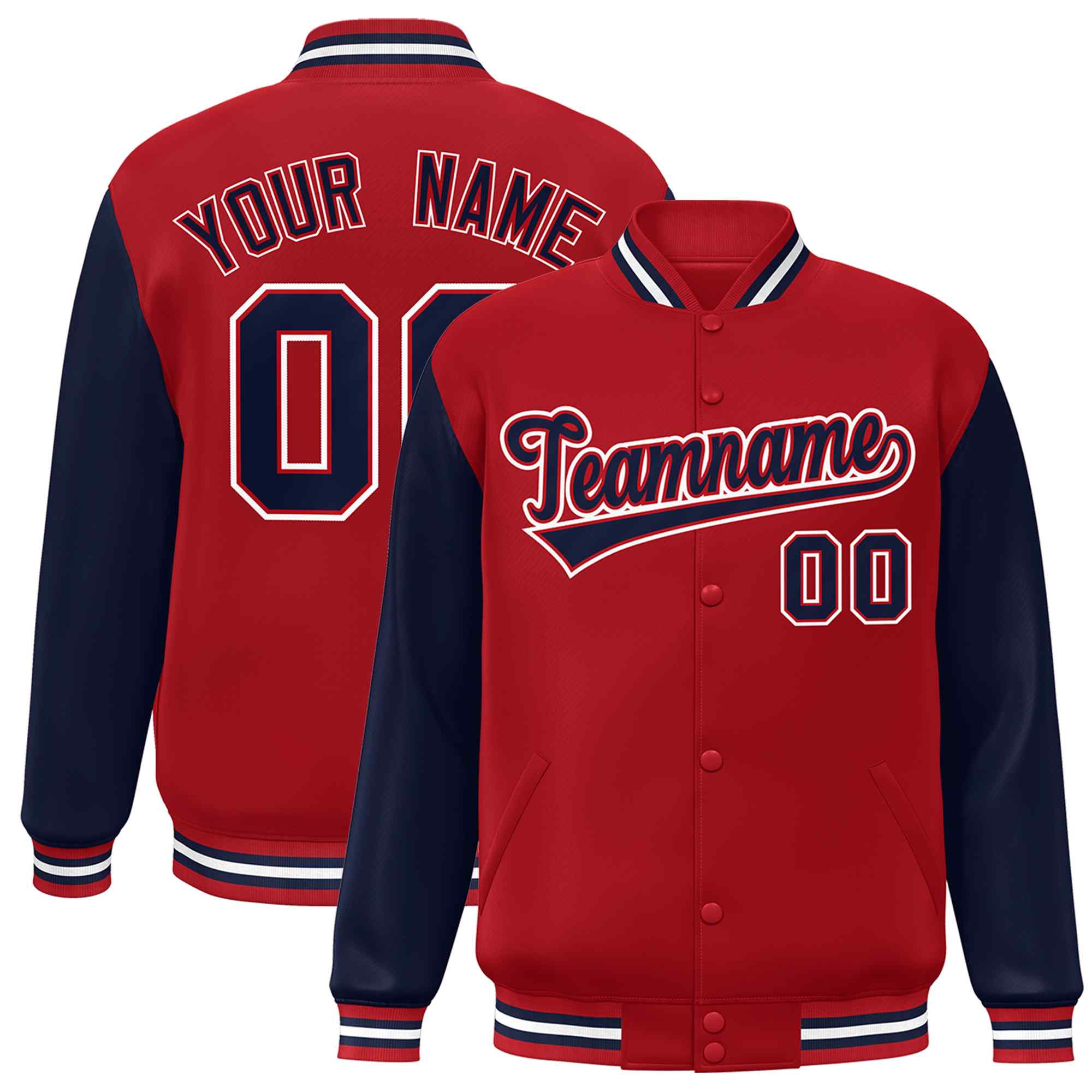 Custom Green White Raglan Sleeves Varsity Full-Snap Letterman Jacket | KXKSHOP