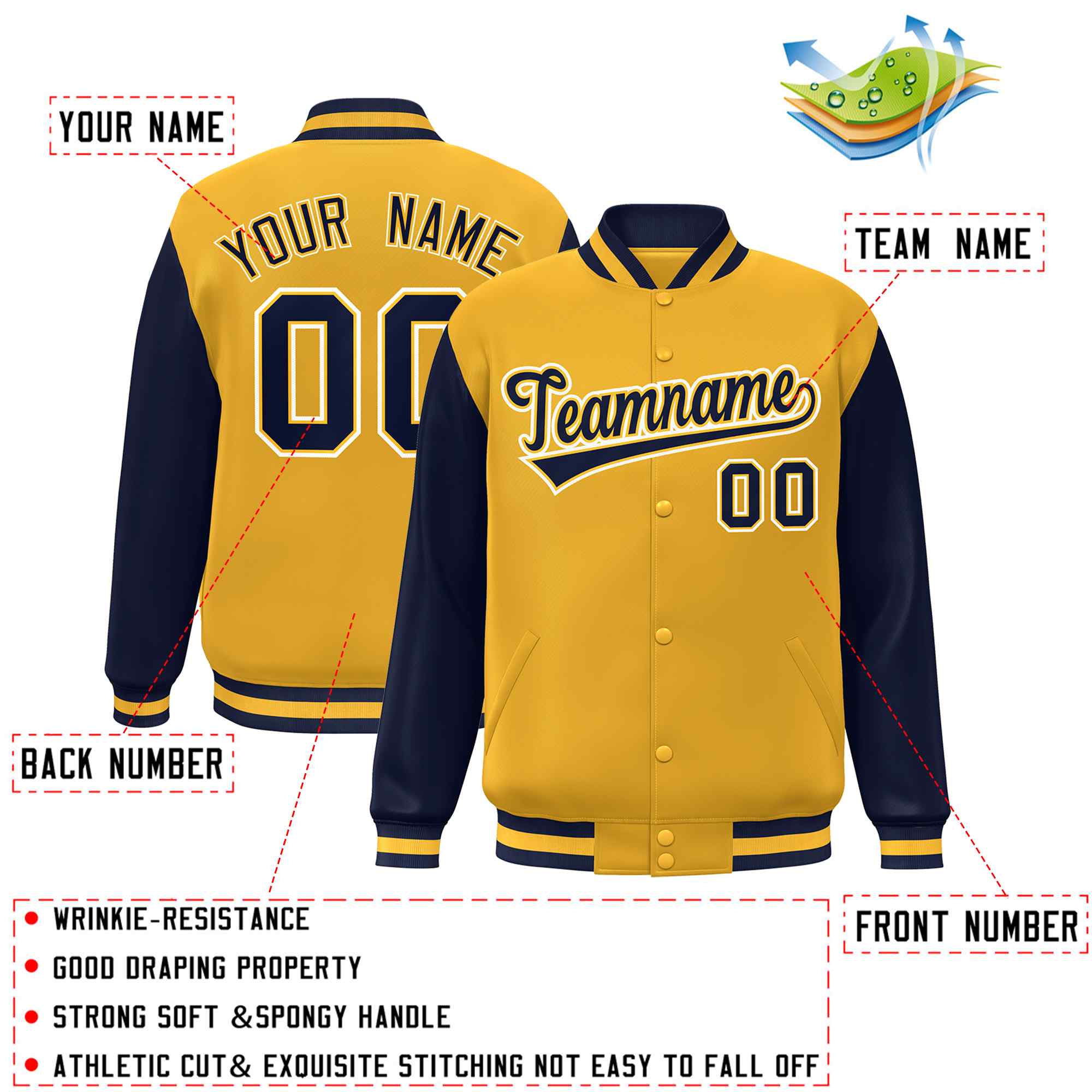 Custom Green White Raglan Sleeves Varsity Full-Snap Letterman Jacket | KXKSHOP