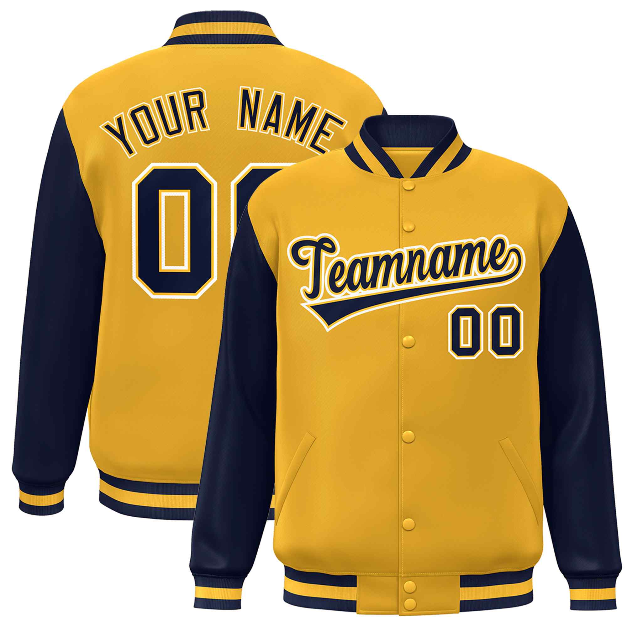 Custom Green White Raglan Sleeves Varsity Full-Snap Letterman Jacket | KXKSHOP