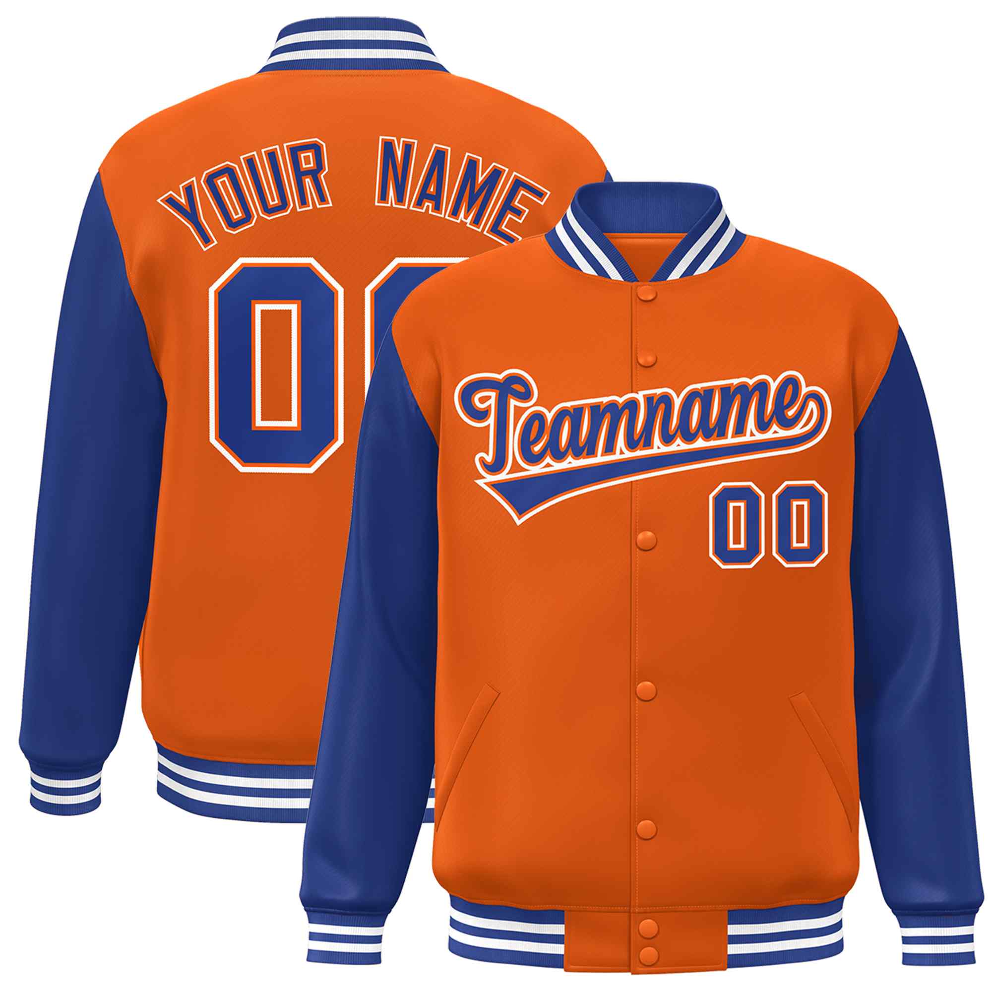 Custom Green White Raglan Sleeves Varsity Full-Snap Letterman Jacket | KXKSHOP