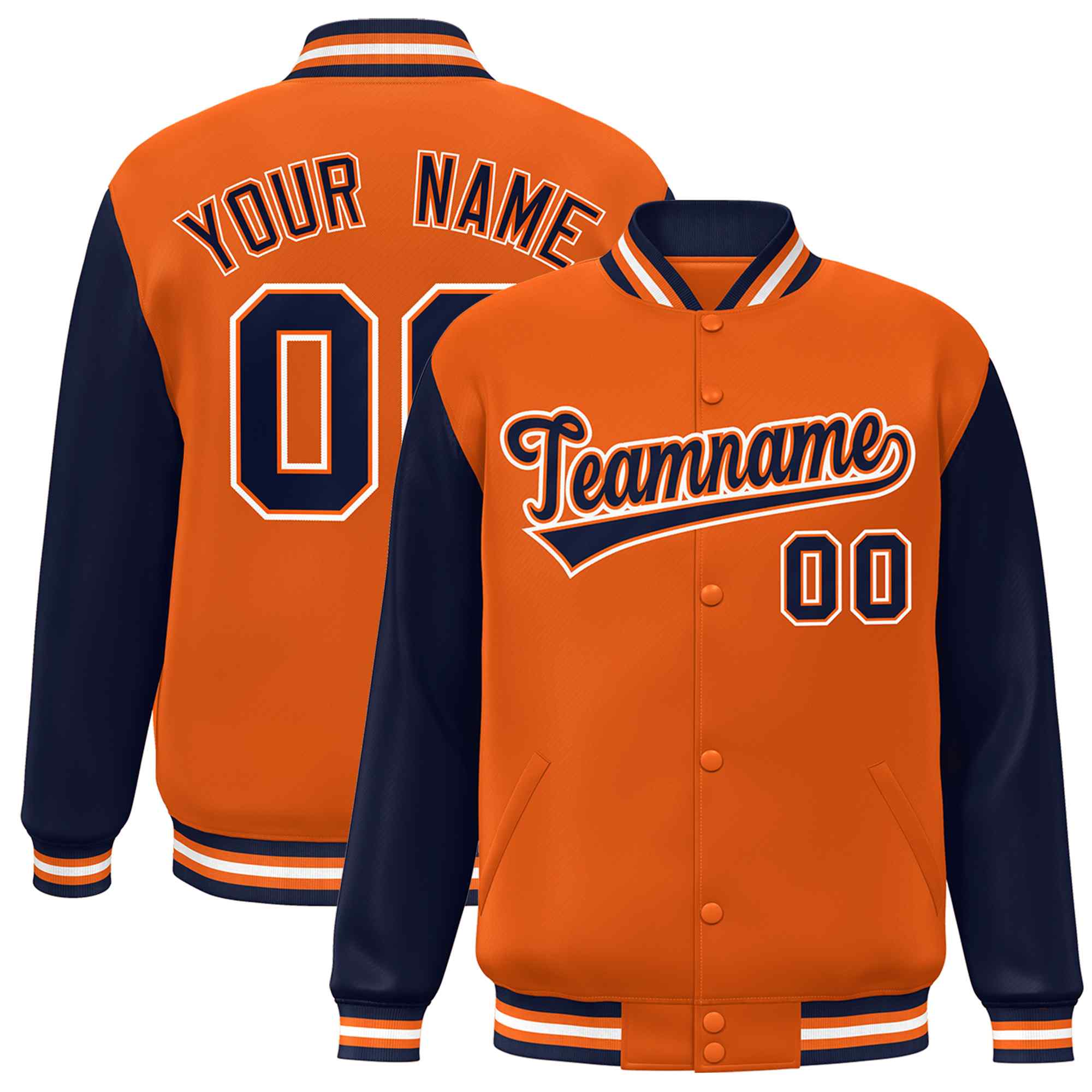 Custom Green White Raglan Sleeves Varsity Full-Snap Letterman Jacket | KXKSHOP
