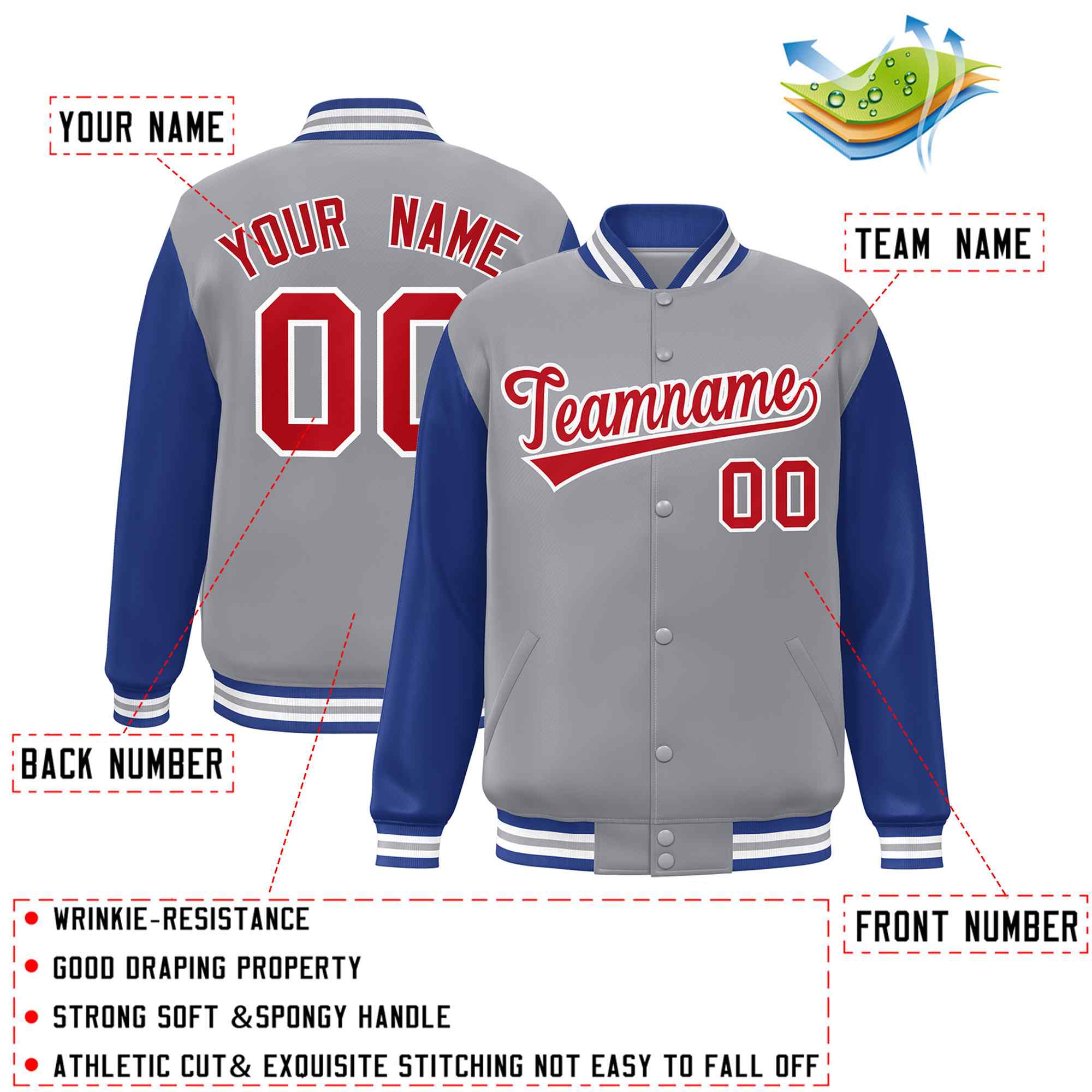 Custom Green White Raglan Sleeves Varsity Full-Snap Letterman Jacket | KXKSHOP