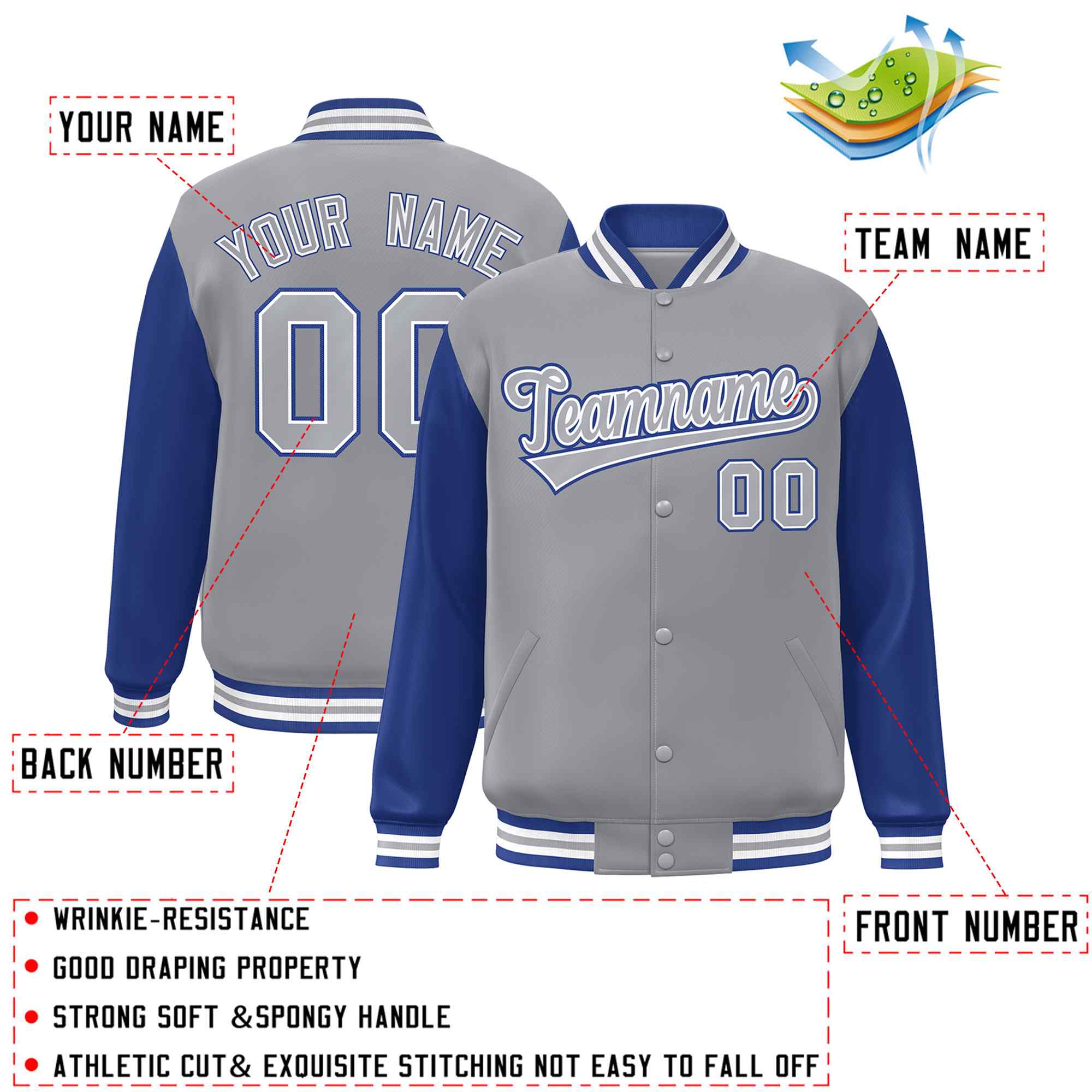 Custom Green White Raglan Sleeves Varsity Full-Snap Letterman Jacket | KXKSHOP