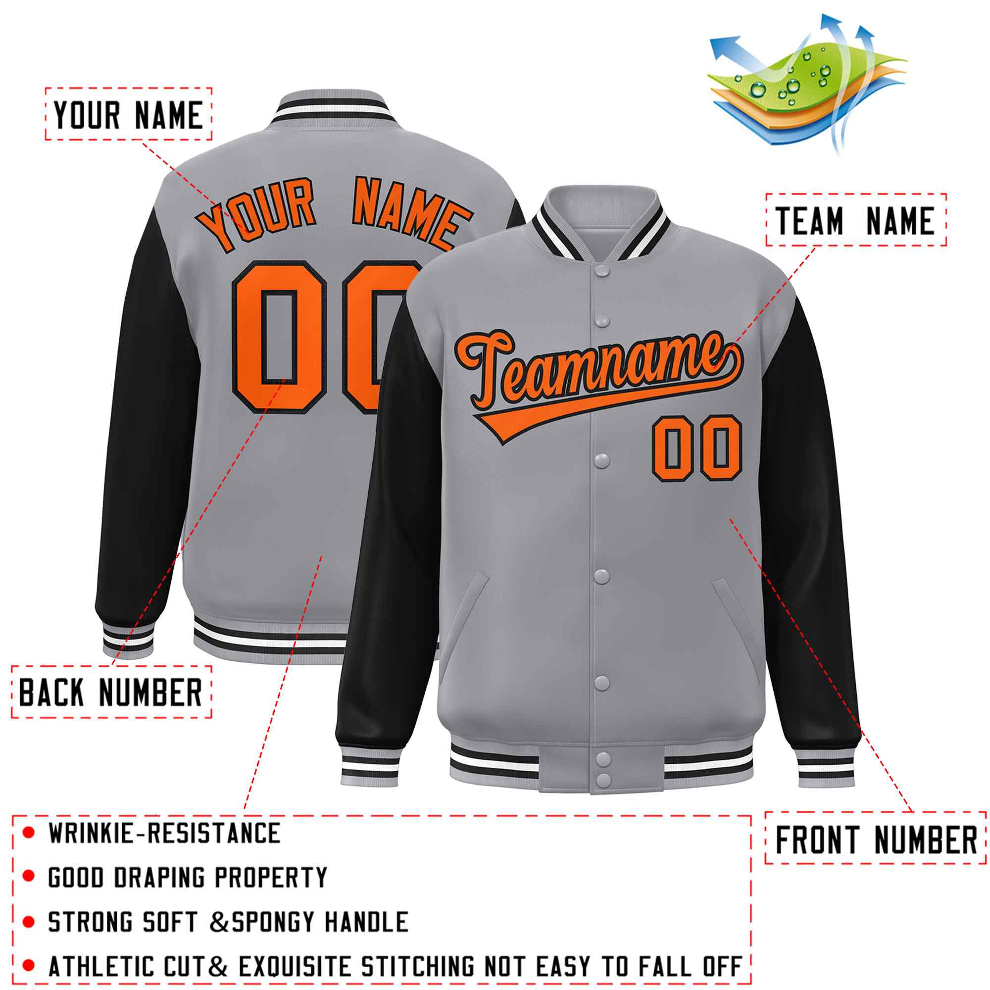 Custom Green White Raglan Sleeves Varsity Full-Snap Letterman Jacket | KXKSHOP