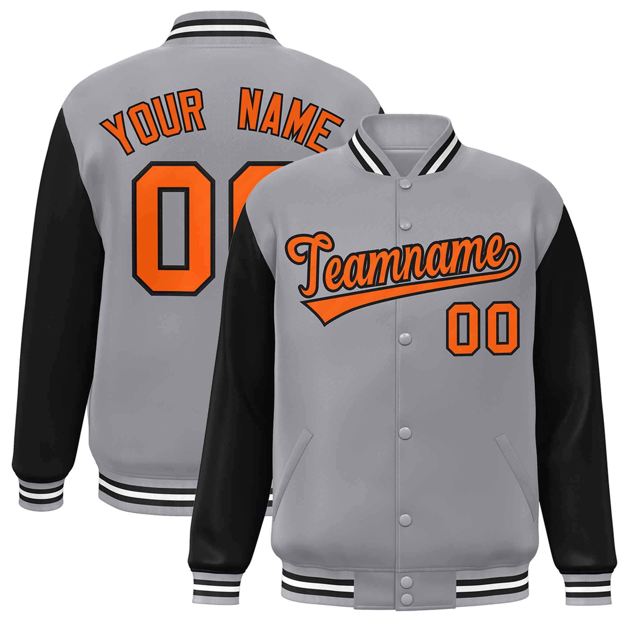 Custom Green White Raglan Sleeves Varsity Full-Snap Letterman Jacket | KXKSHOP