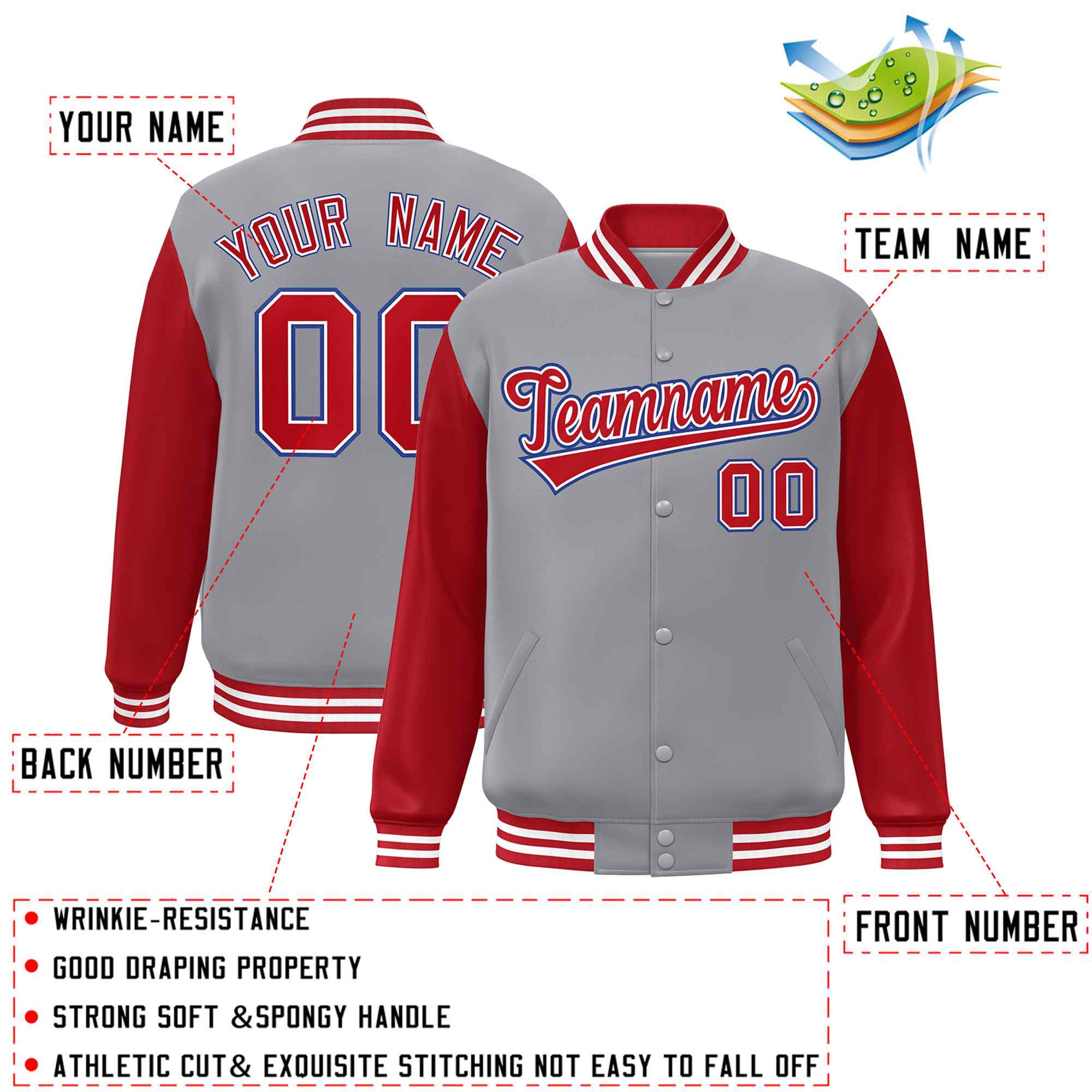 Custom Green White Raglan Sleeves Varsity Full-Snap Letterman Jacket | KXKSHOP
