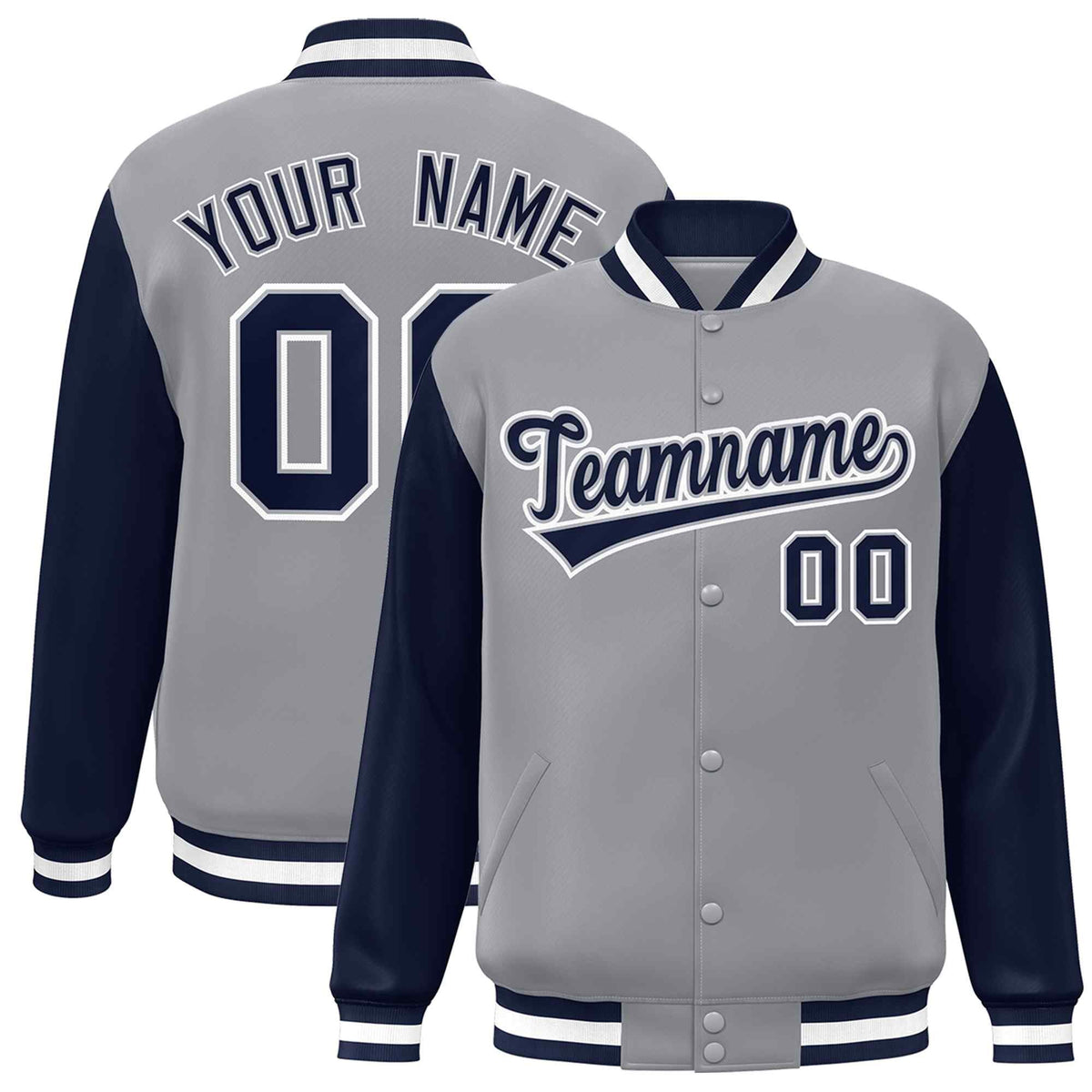 Custom Green White Raglan Sleeves Varsity Full-Snap Letterman Jacket | KXKSHOP