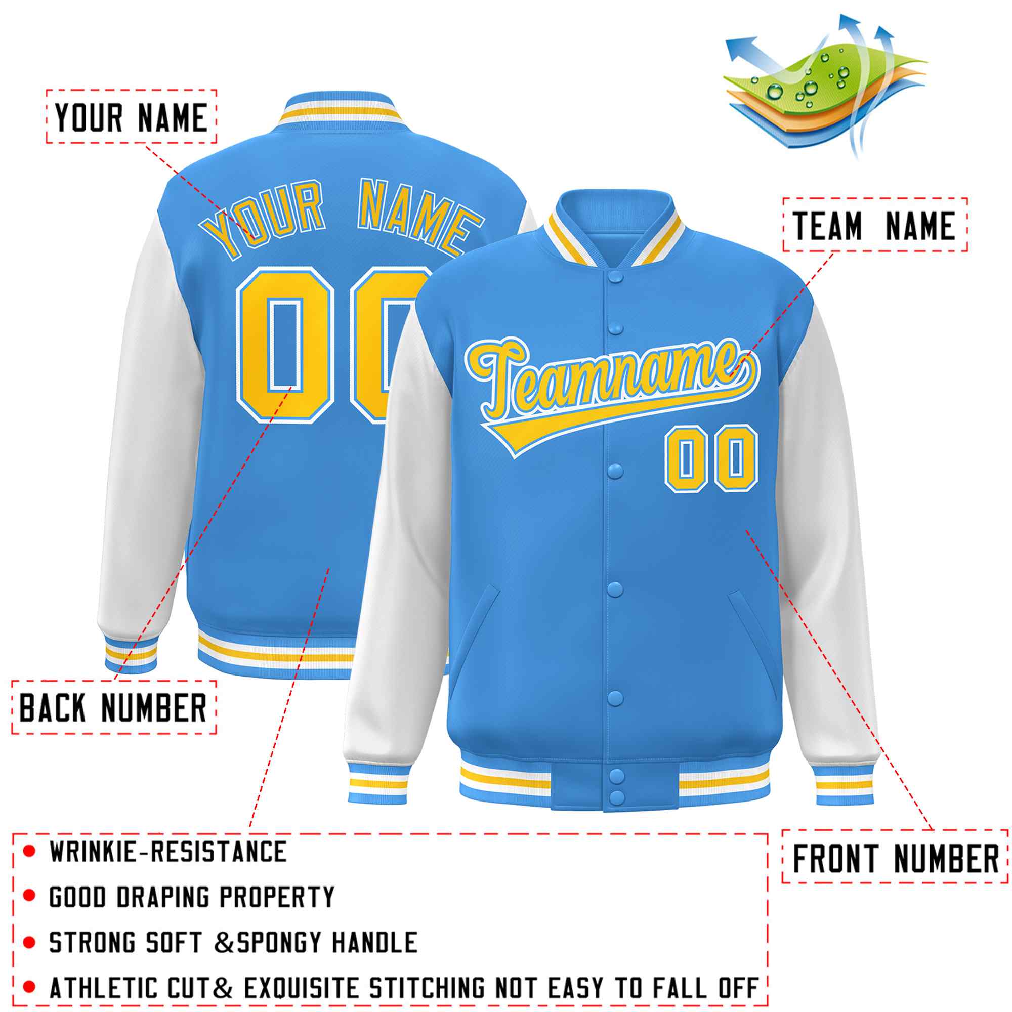Custom Green White Raglan Sleeves Varsity Full-Snap Letterman Jacket | KXKSHOP