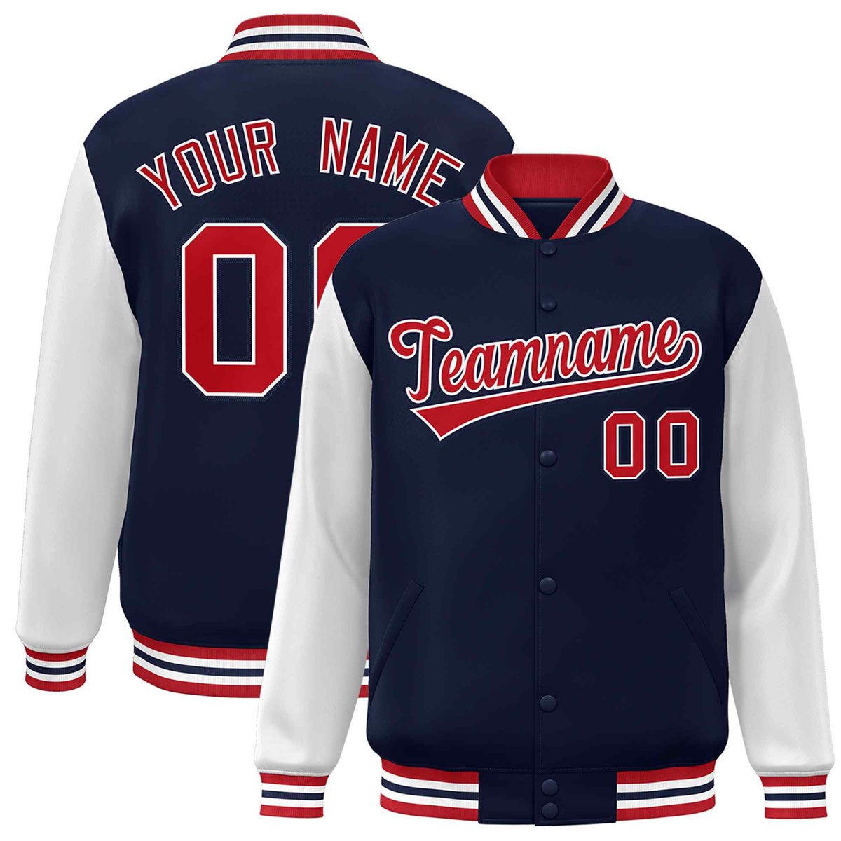 Custom Green White Raglan Sleeves Varsity Full-Snap Letterman Jacket | KXKSHOP