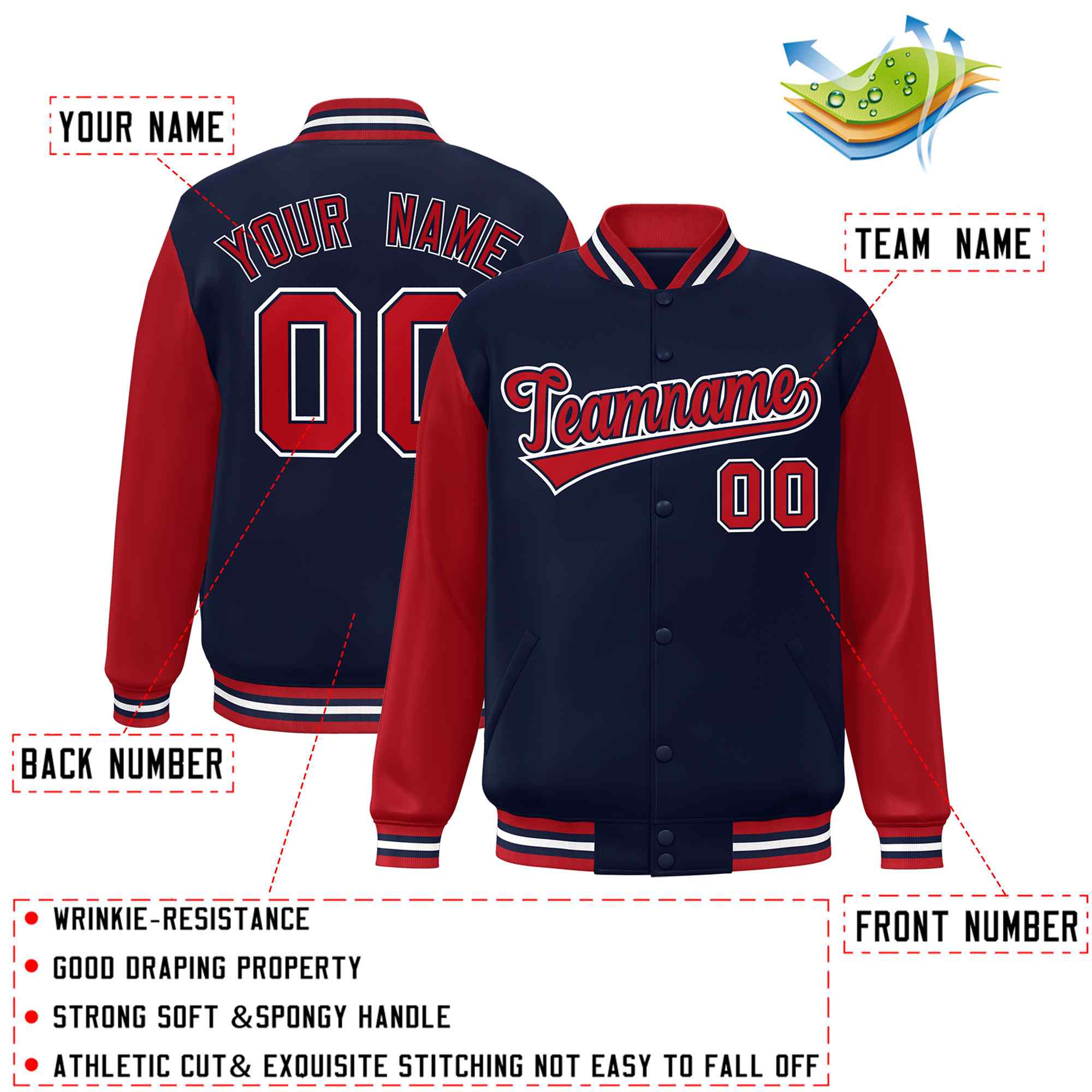 Custom Green White Raglan Sleeves Varsity Full-Snap Letterman Jacket | KXKSHOP