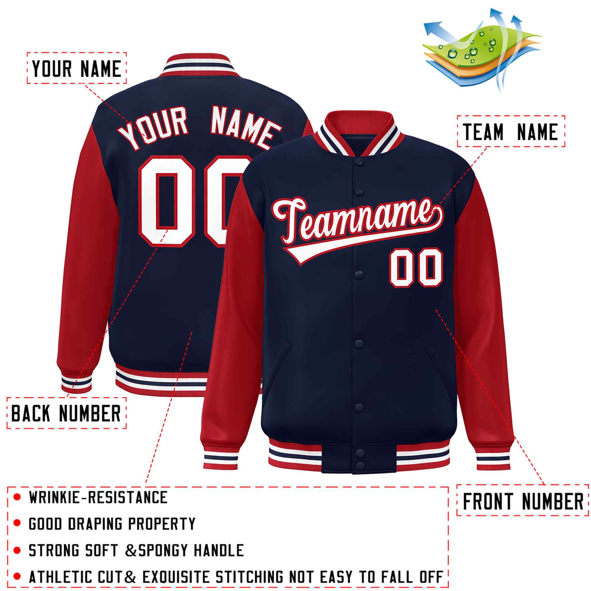 Custom Green White Raglan Sleeves Varsity Full-Snap Letterman Jacket | KXKSHOP
