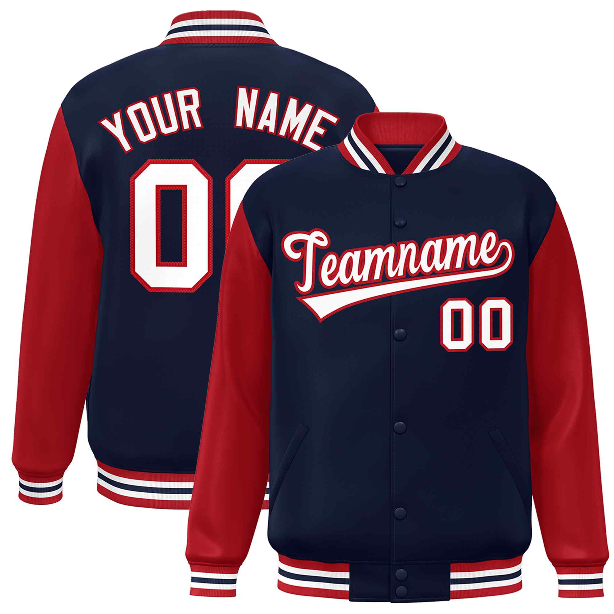 Custom Green White Raglan Sleeves Varsity Full-Snap Letterman Jacket | KXKSHOP