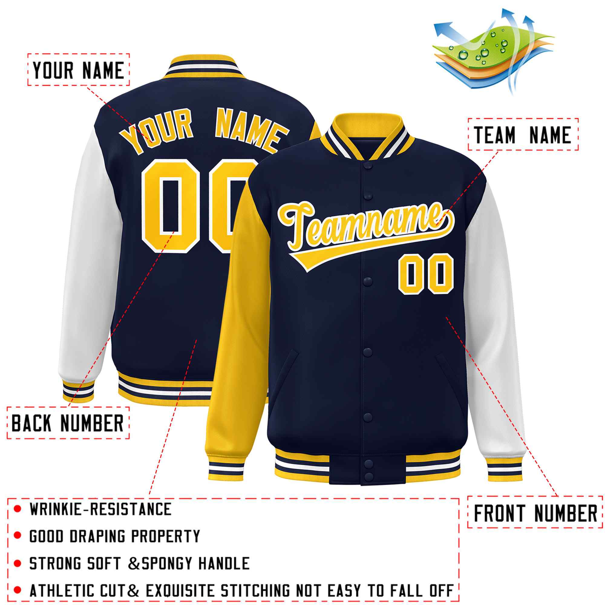 Custom Green White Raglan Sleeves Varsity Full-Snap Letterman Jacket | KXKSHOP
