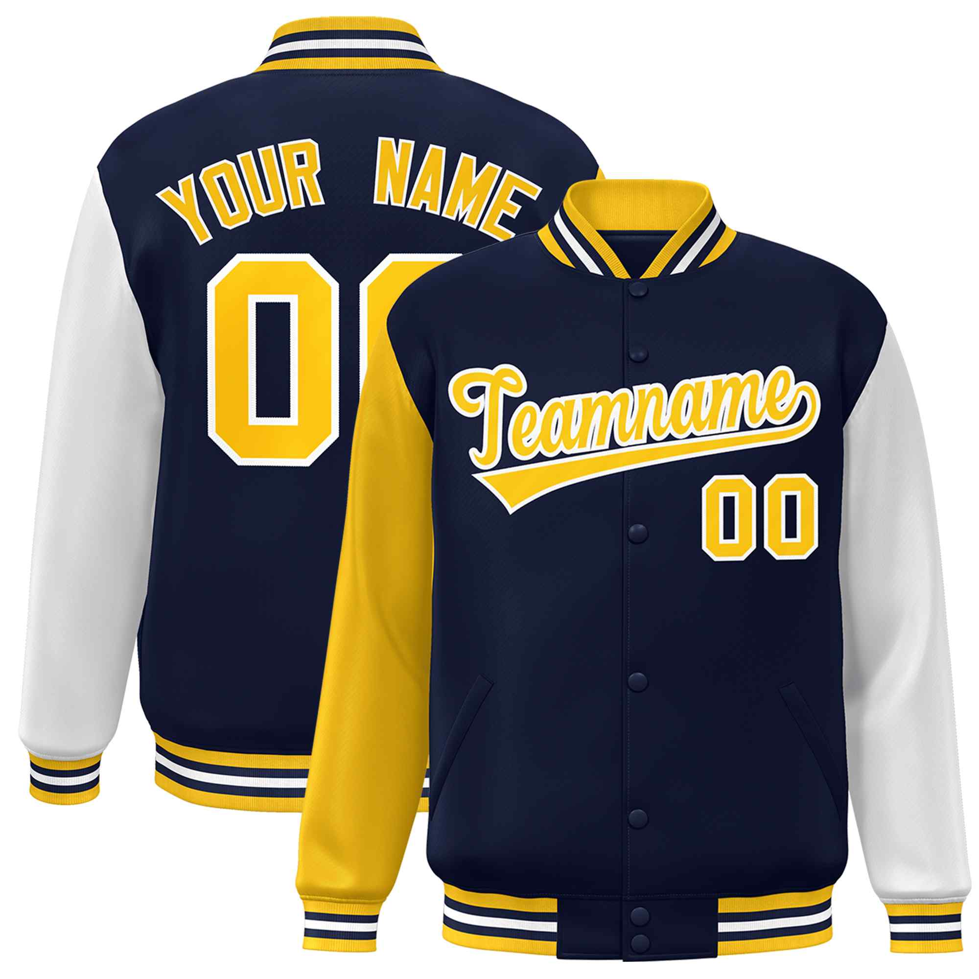 Custom Green White Raglan Sleeves Varsity Full-Snap Letterman Jacket | KXKSHOP