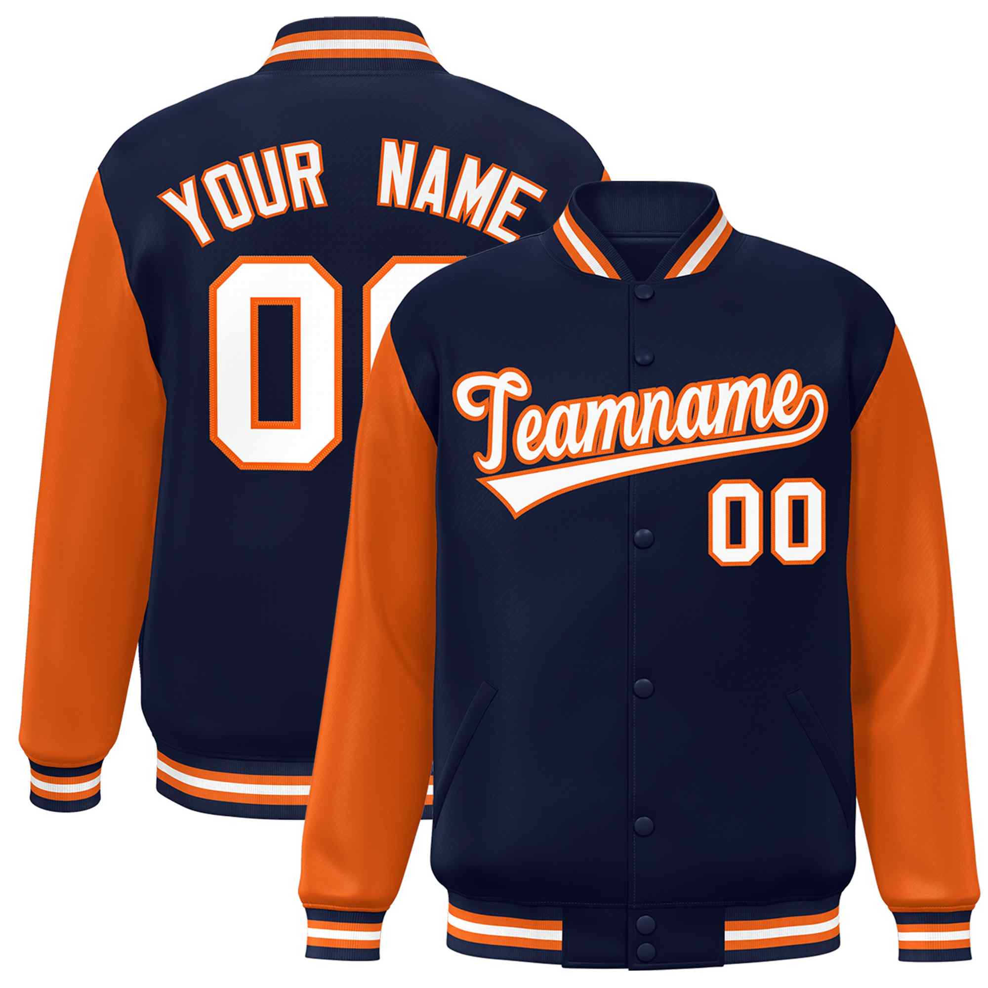 Custom Green White Raglan Sleeves Varsity Full-Snap Letterman Jacket | KXKSHOP