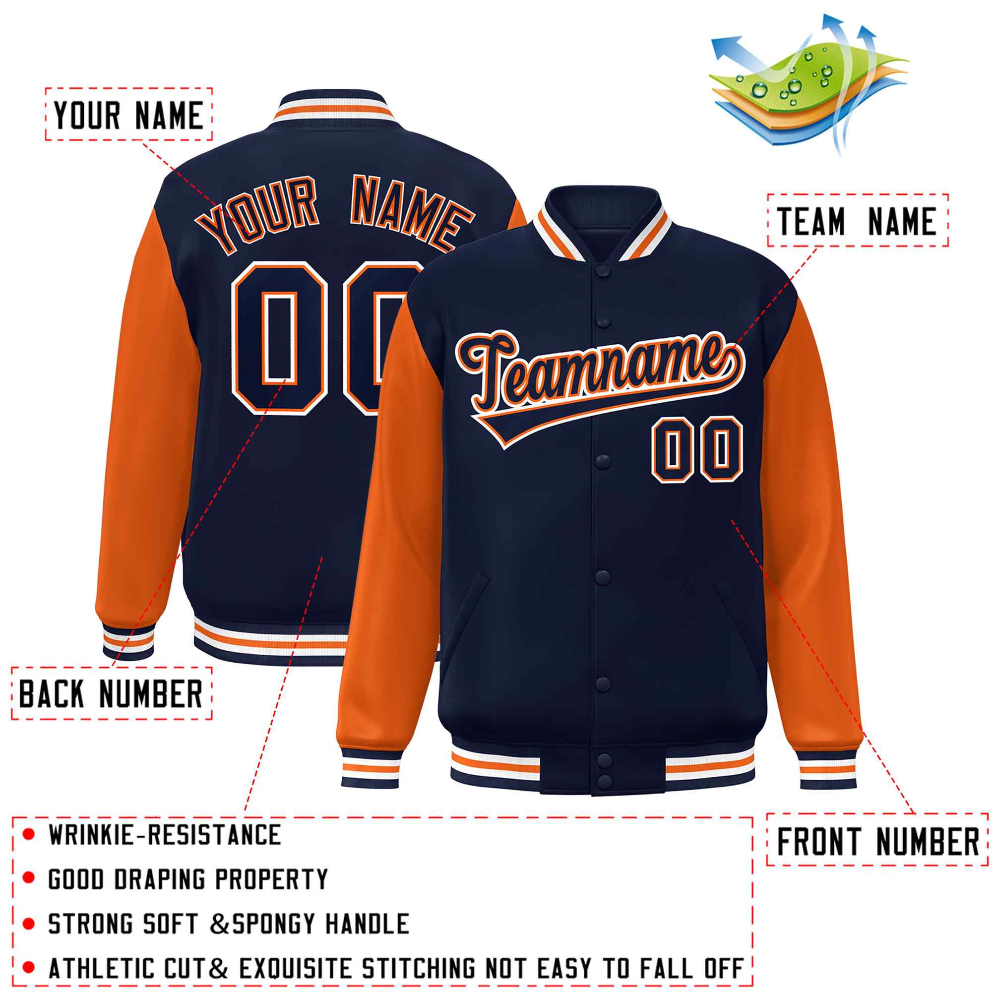 Custom Green White Raglan Sleeves Varsity Full-Snap Letterman Jacket | KXKSHOP