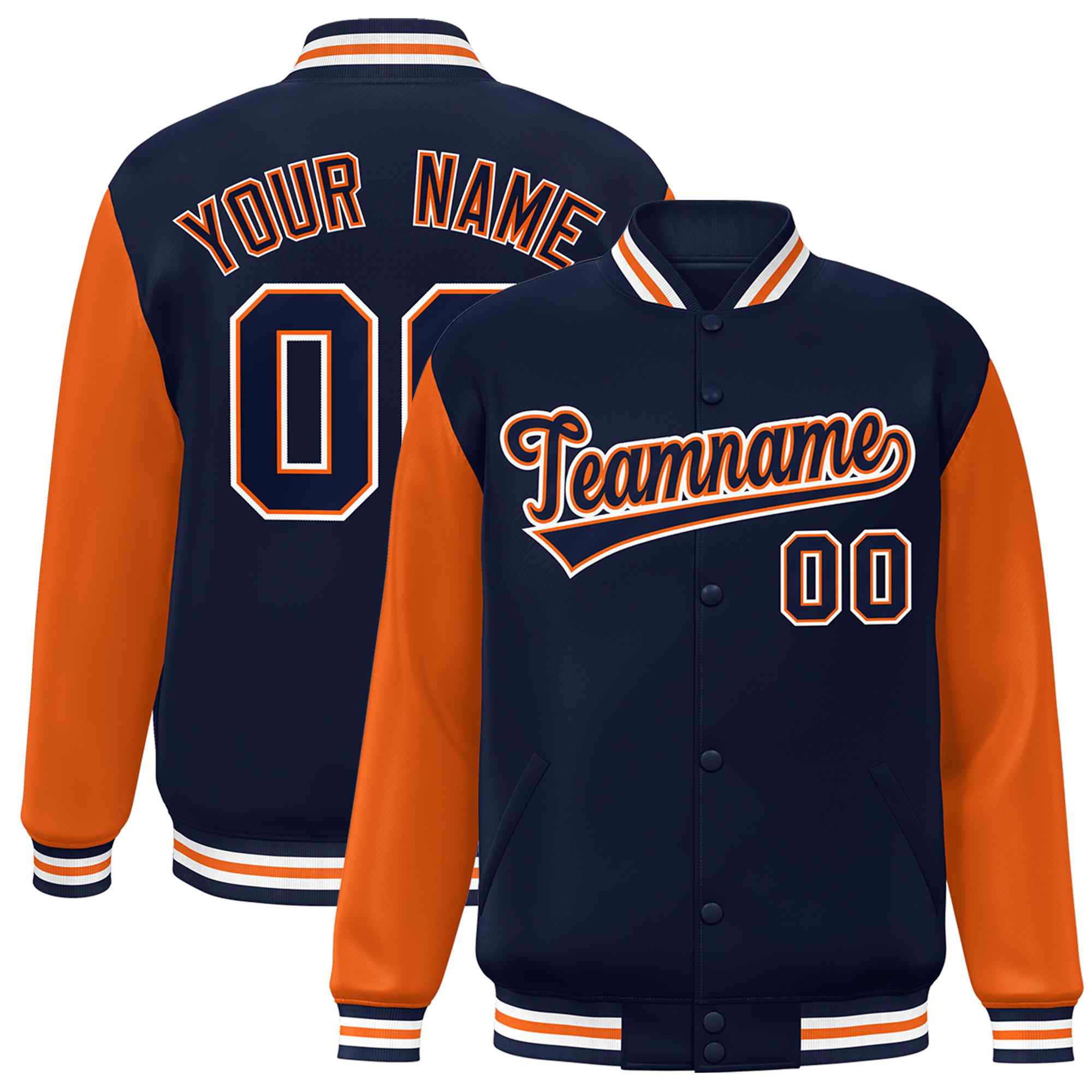 Custom Green White Raglan Sleeves Varsity Full-Snap Letterman Jacket | KXKSHOP