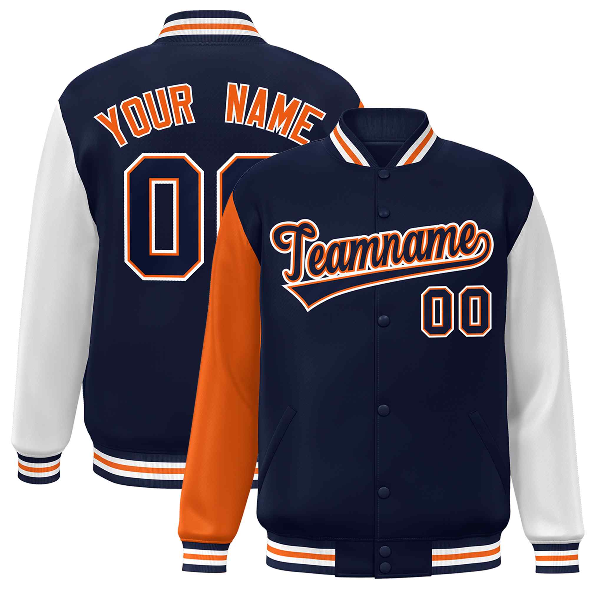 Custom Green White Raglan Sleeves Varsity Full-Snap Letterman Jacket | KXKSHOP