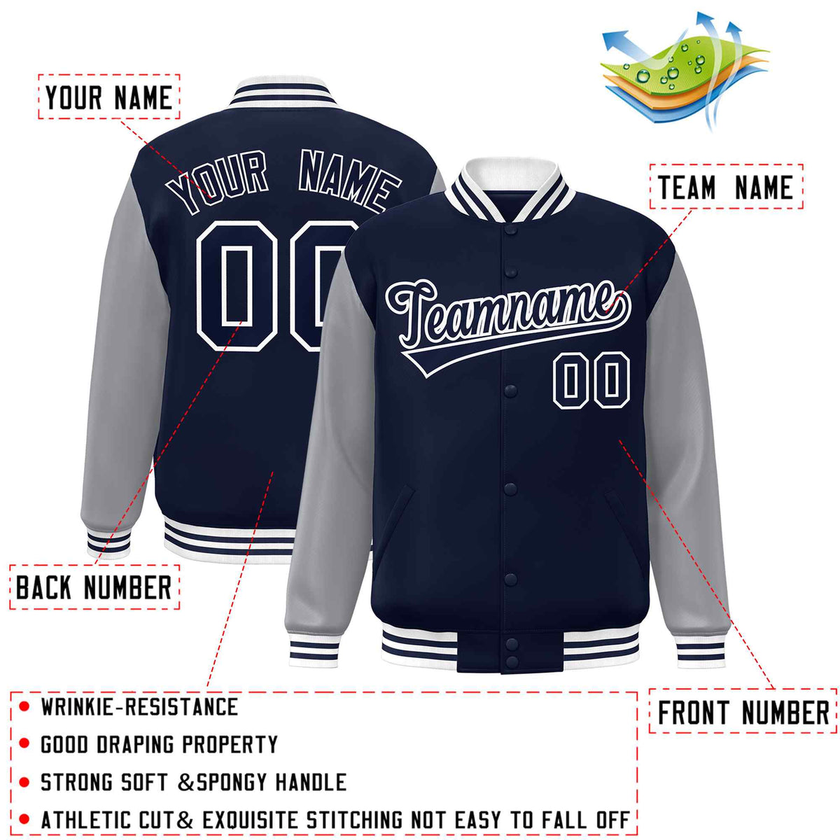 Custom Green White Raglan Sleeves Varsity Full-Snap Letterman Jacket | KXKSHOP