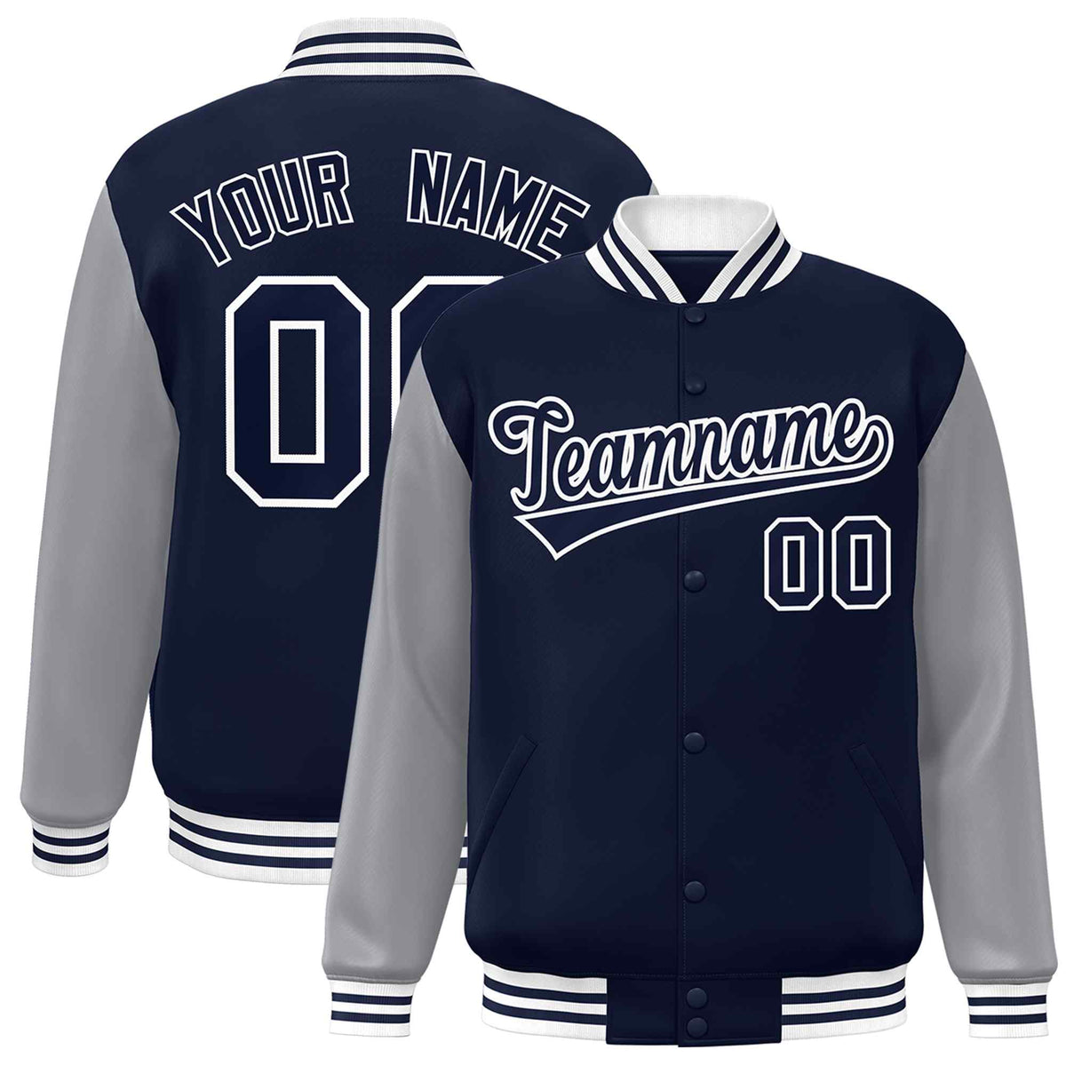 Custom Green White Raglan Sleeves Varsity Full-Snap Letterman Jacket | KXKSHOP