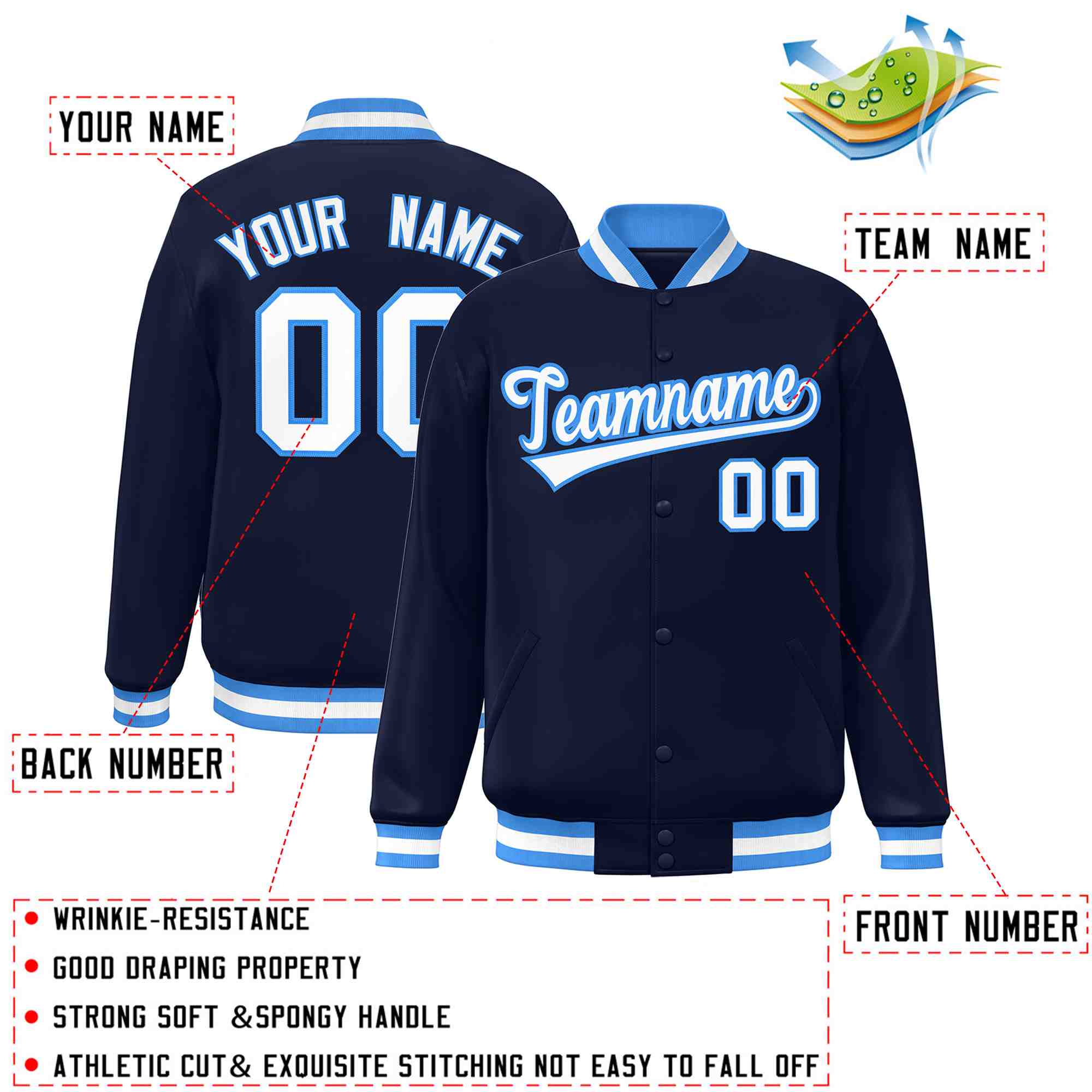 Custom White Black-Gray Classic Style Varsity Full-Snap Letterman Jacket | KXKSHOP