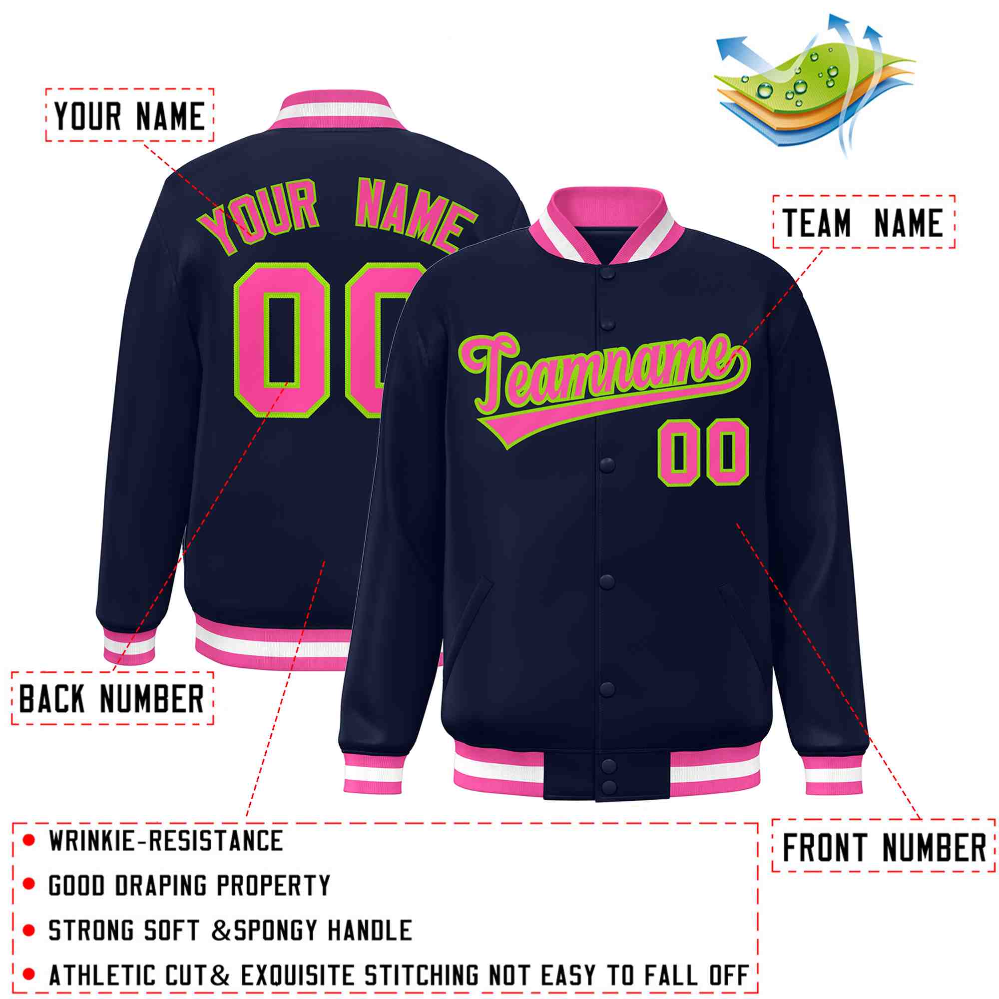 Custom White Black-Gray Classic Style Varsity Full-Snap Letterman Jacket | KXKSHOP