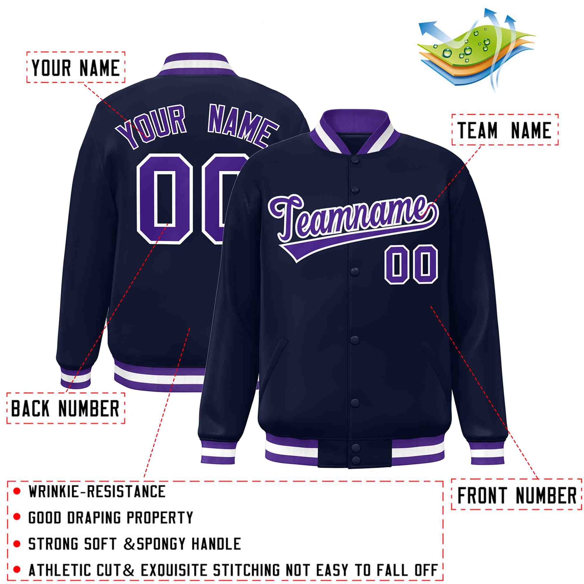 Custom White Black-Gray Classic Style Varsity Full-Snap Letterman Jacket | KXKSHOP