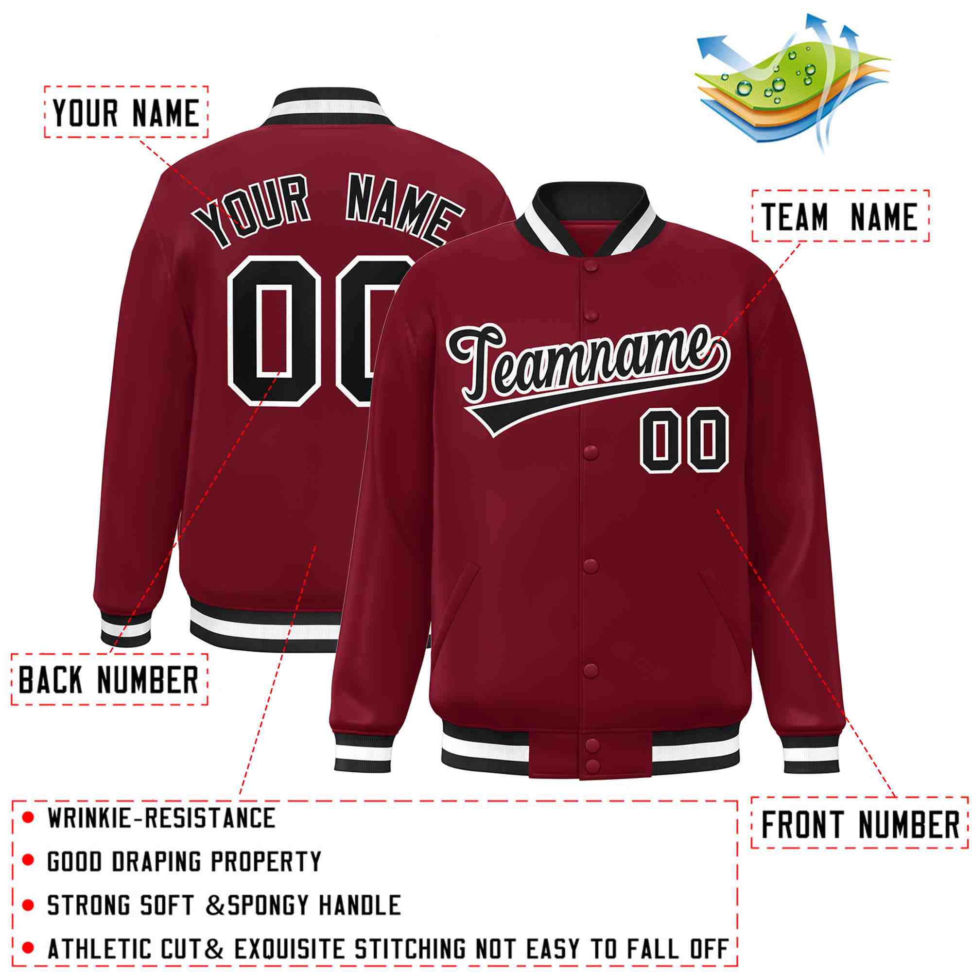 Custom White Black-Gray Classic Style Varsity Full-Snap Letterman Jacket | KXKSHOP