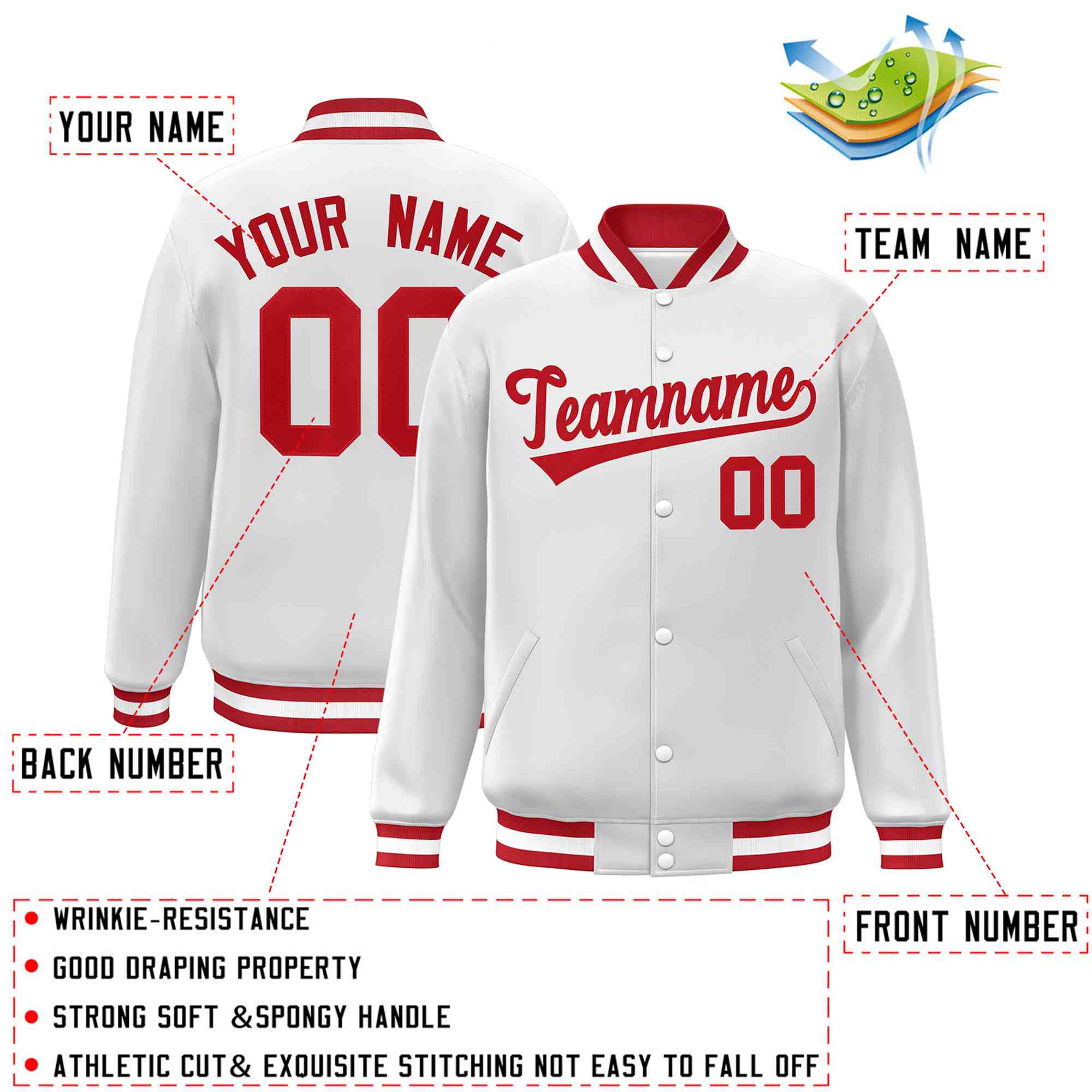 Custom White Black-Gray Classic Style Varsity Full-Snap Letterman Jacket | KXKSHOP