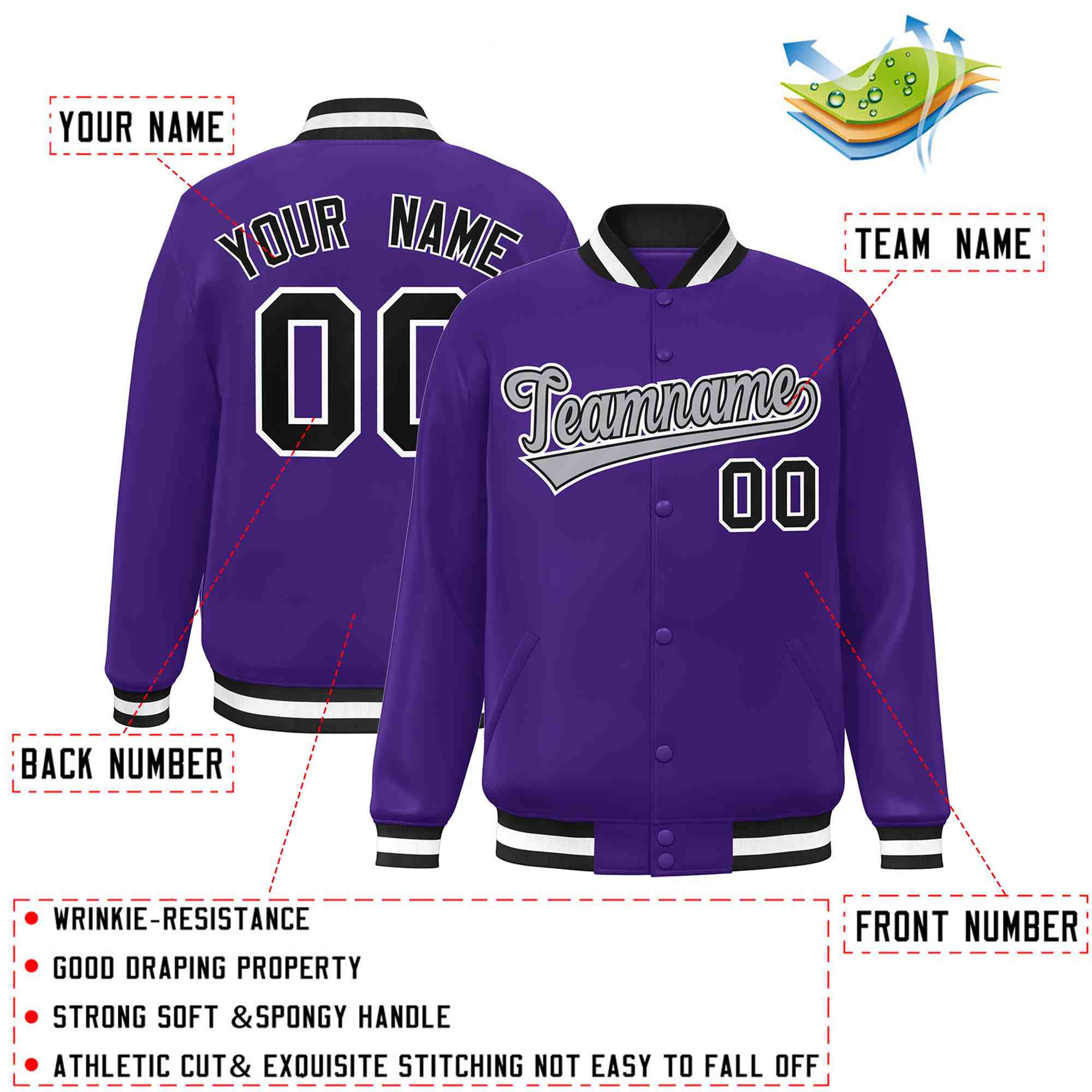 Custom White Black-Gray Classic Style Varsity Full-Snap Letterman Jacket | KXKSHOP