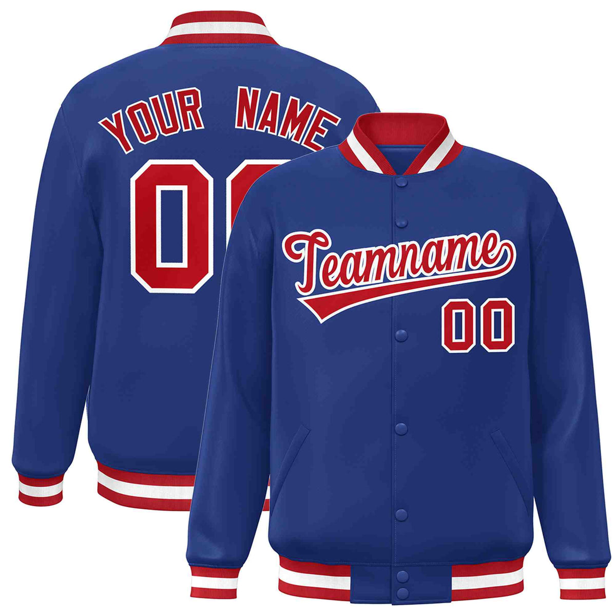 Custom Royal Red-White Classic Style Varsity Full-Snap Letterman Jacket | KXKSHOP