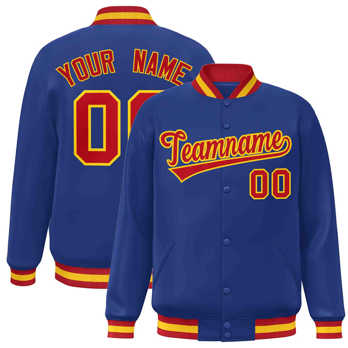 Custom Royal Red-Gold Classic Style Varsity Full-Snap Letterman Jacket | KXKSHOP