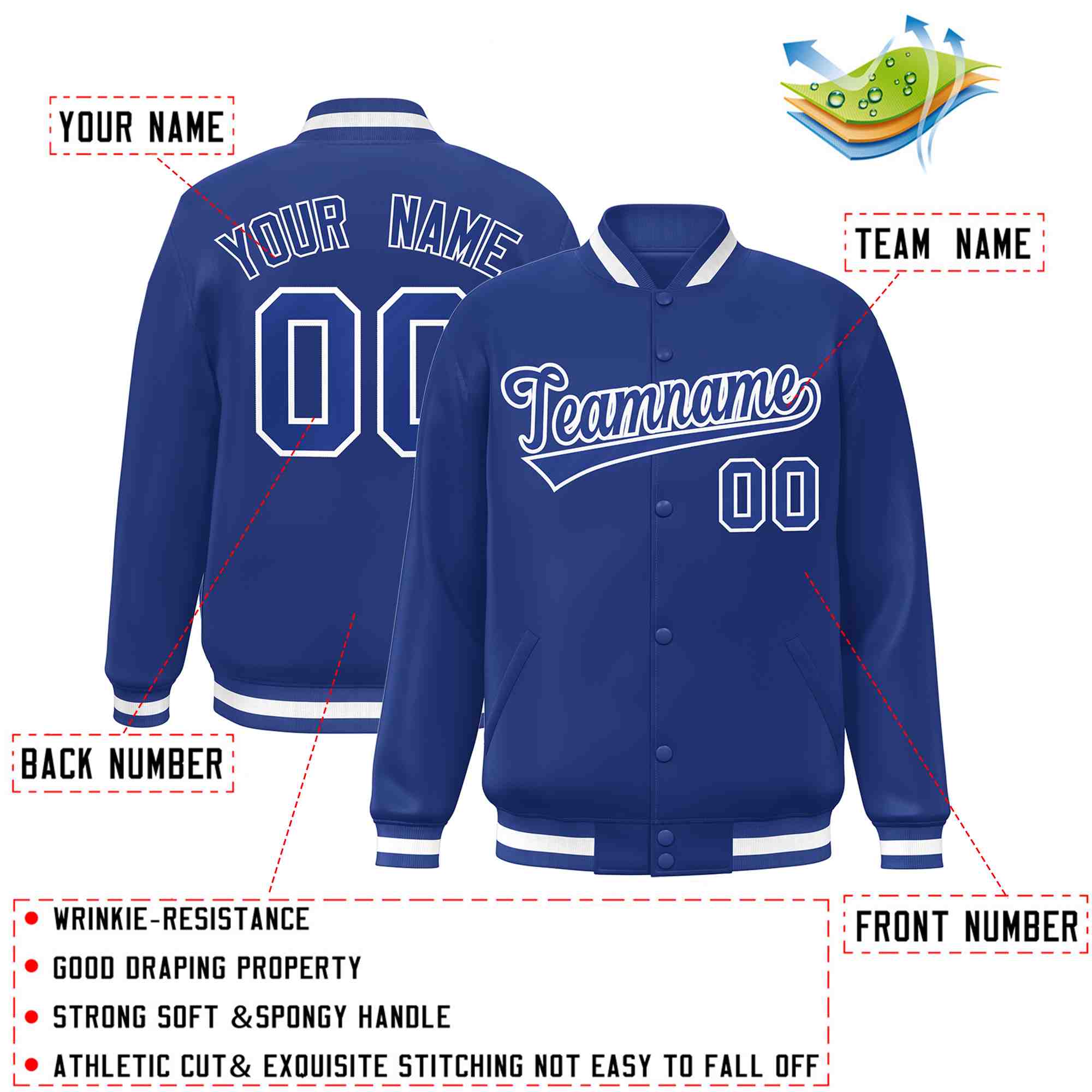 Custom White Black-Gray Classic Style Varsity Full-Snap Letterman Jacket | KXKSHOP