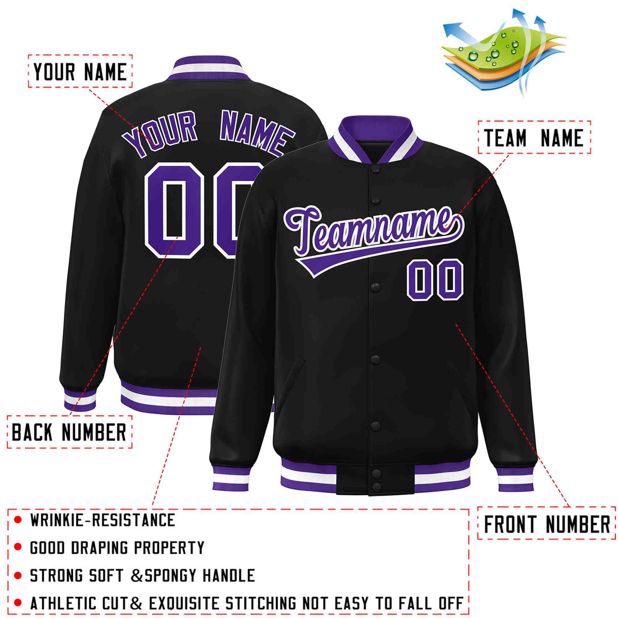 Custom White Black-Gray Classic Style Varsity Full-Snap Letterman Jacket | KXKSHOP