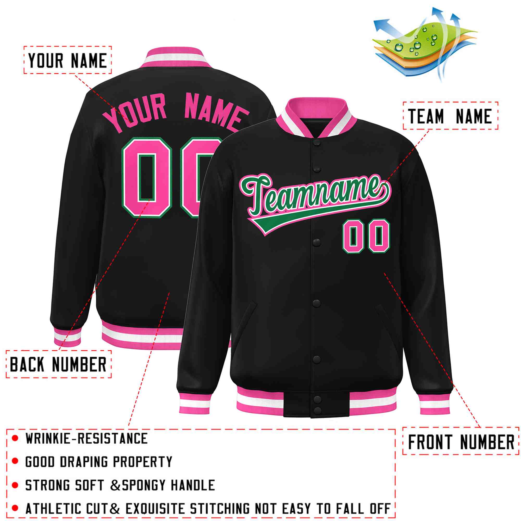 Custom White Black-Gray Classic Style Varsity Full-Snap Letterman Jacket | KXKSHOP