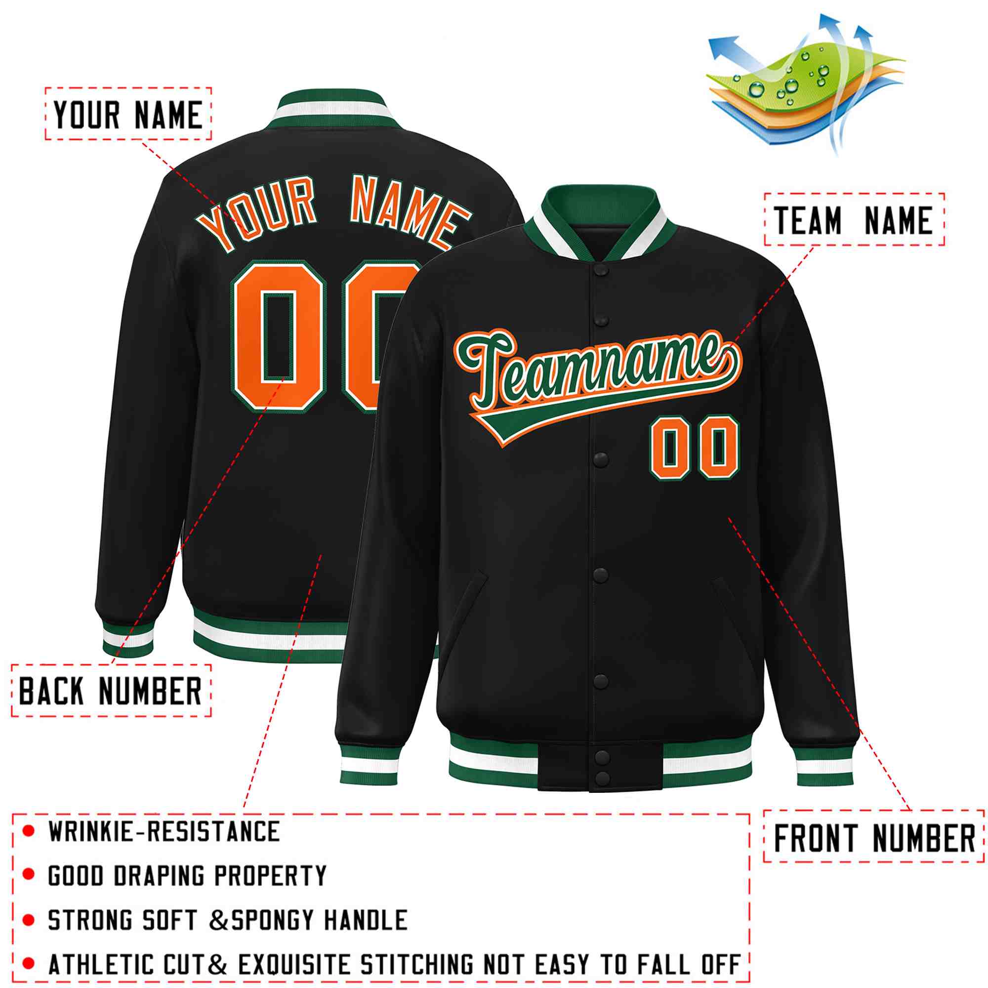 Custom White Black-Gray Classic Style Varsity Full-Snap Letterman Jacket | KXKSHOP