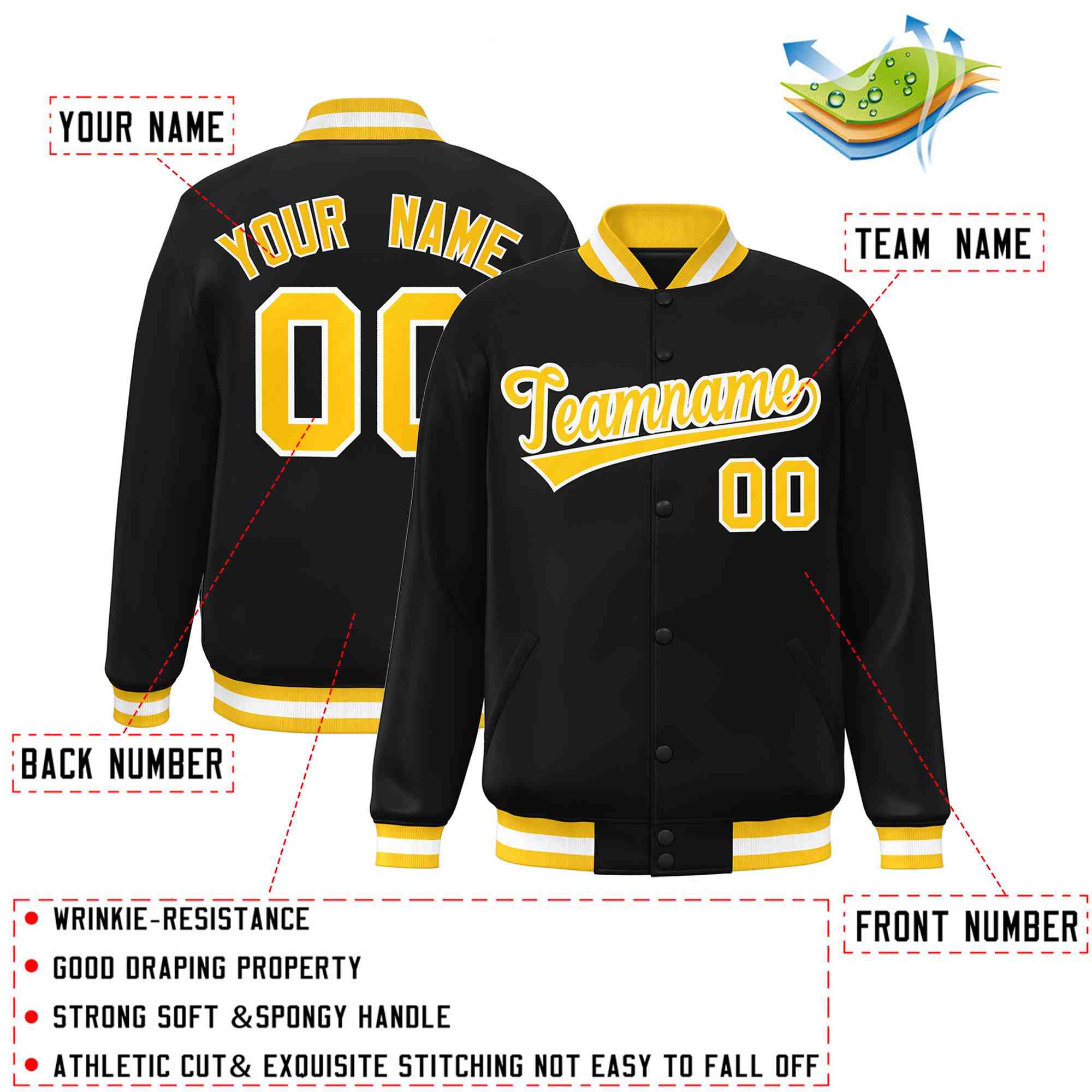 Custom White Black-Gray Classic Style Varsity Full-Snap Letterman Jacket | KXKSHOP
