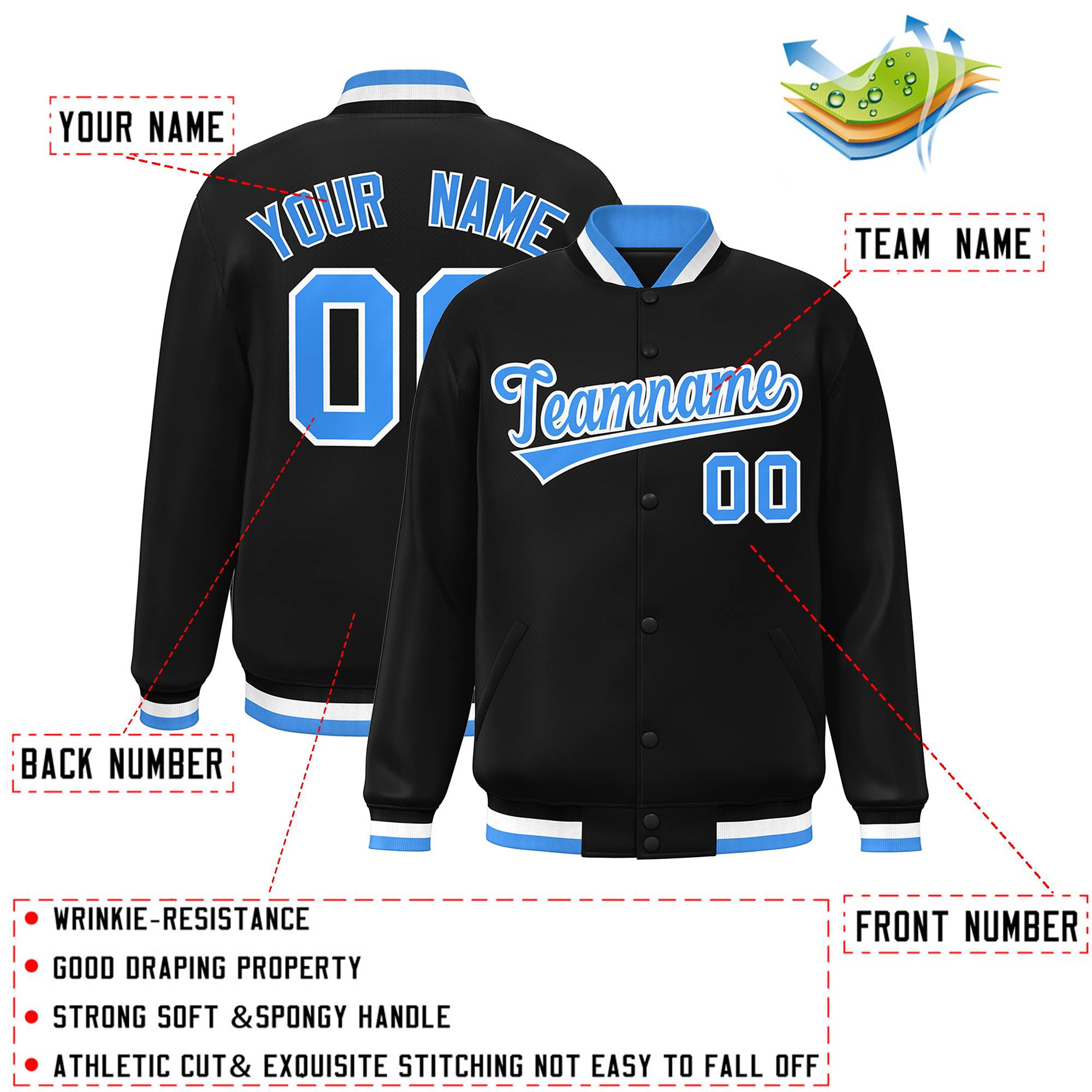 Custom White Black-Gray Classic Style Varsity Full-Snap Letterman Jacket | KXKSHOP