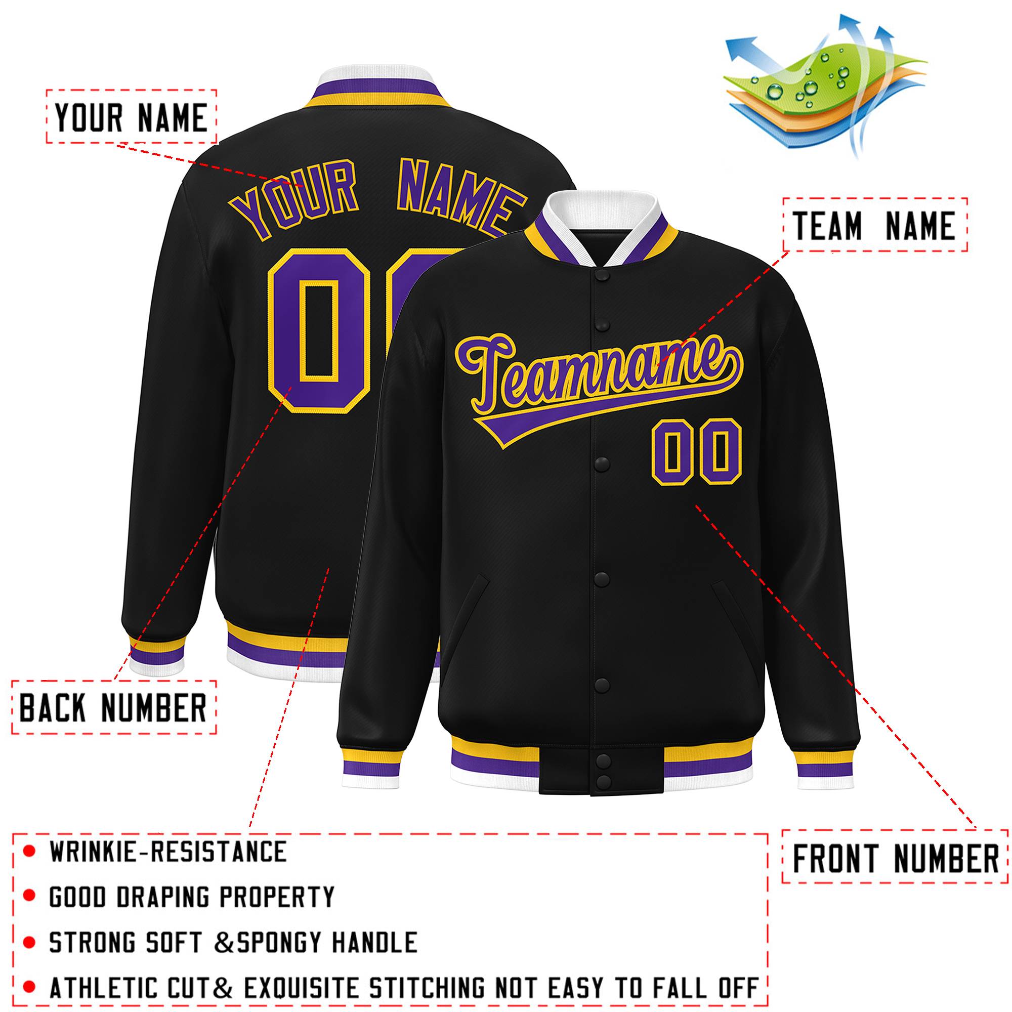 Custom White Black-Gray Classic Style Varsity Full-Snap Letterman Jacket | KXKSHOP