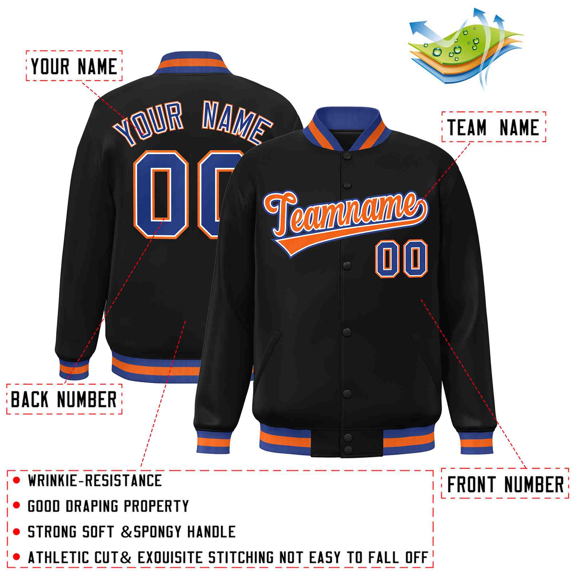 Custom White Black-Gray Classic Style Varsity Full-Snap Letterman Jacket | KXKSHOP