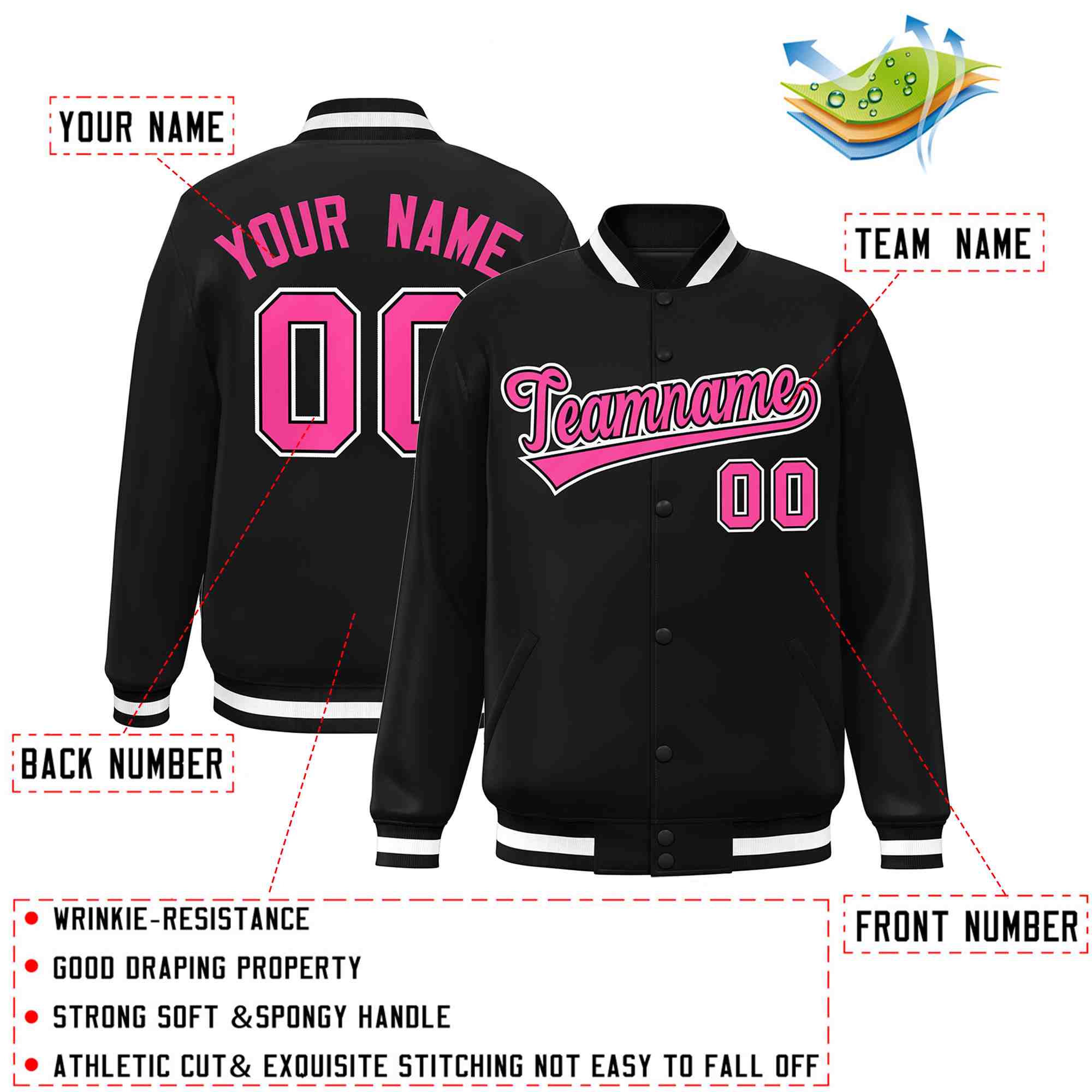 Custom White Black-Gray Classic Style Varsity Full-Snap Letterman Jacket | KXKSHOP
