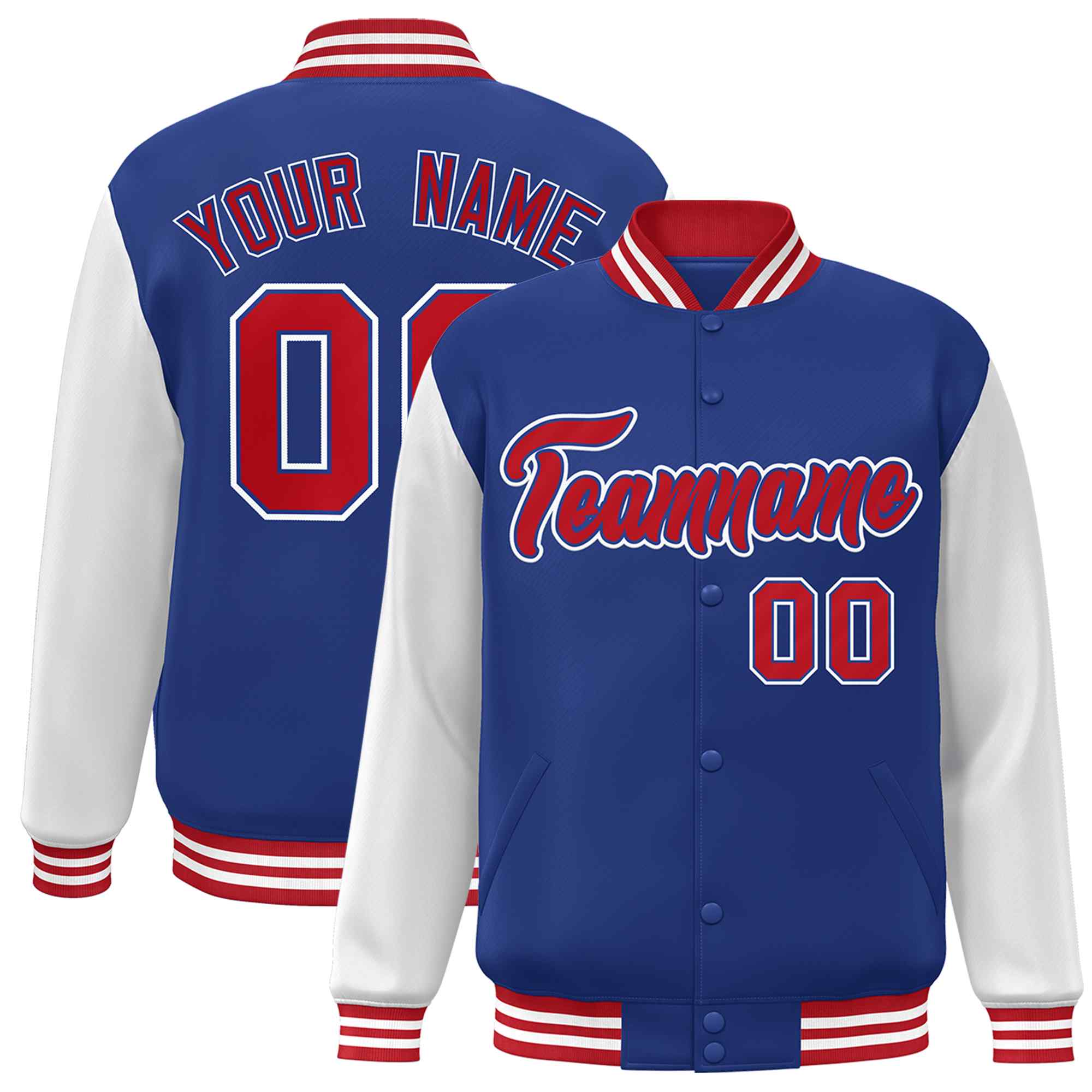 Custom Green White Raglan Sleeves Varsity Full-Snap Letterman Jacket | KXKSHOP