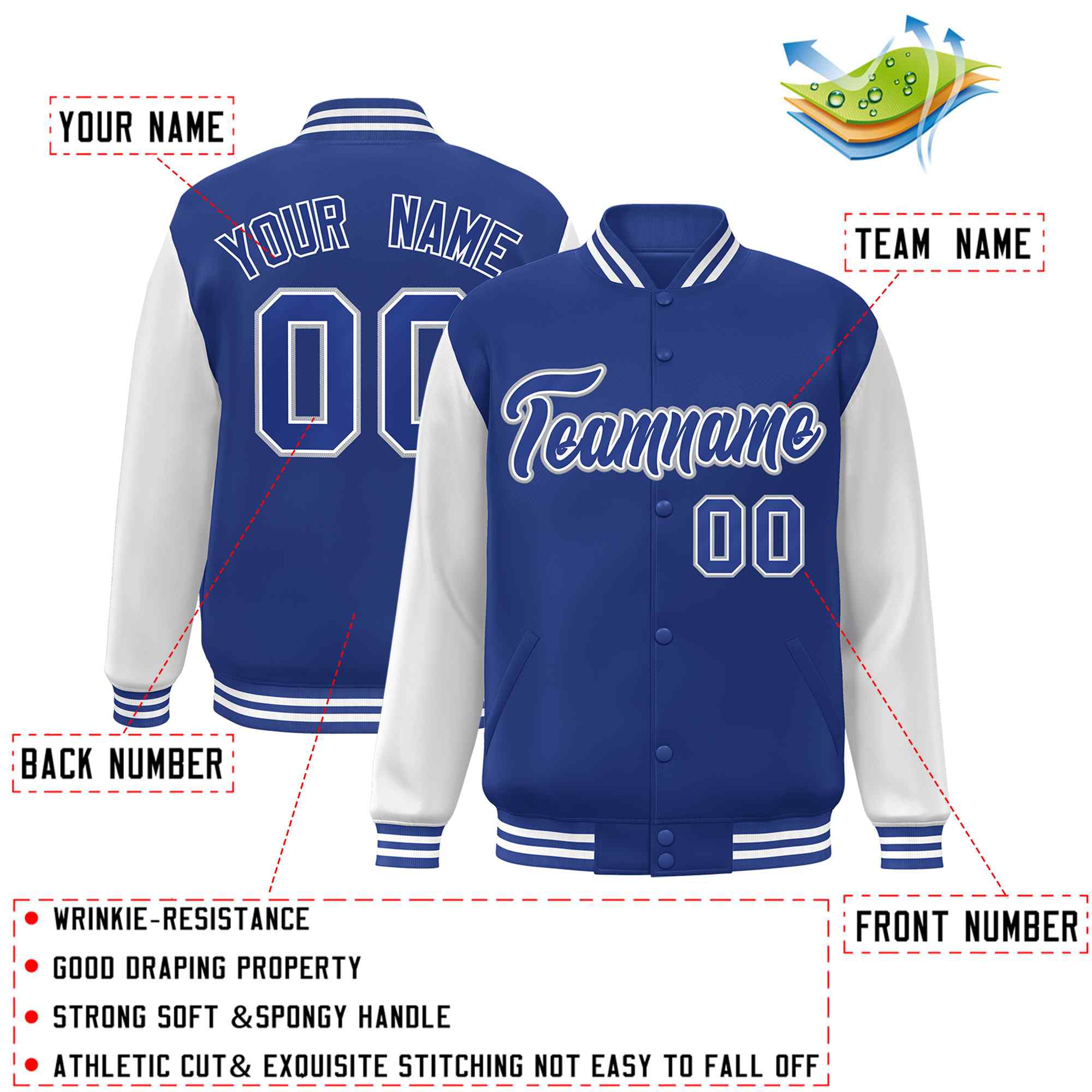 Custom Green White Raglan Sleeves Varsity Full-Snap Letterman Jacket | KXKSHOP