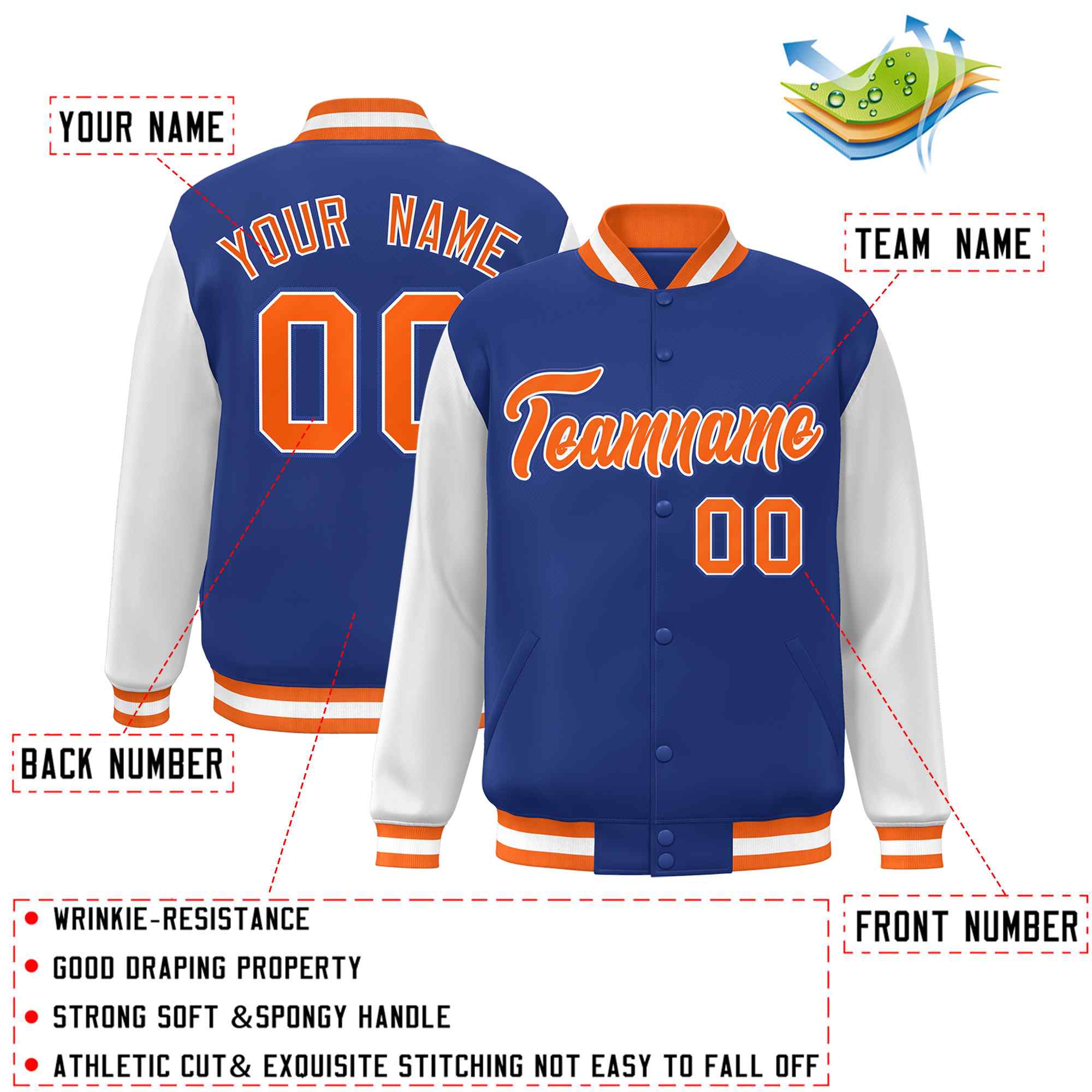 Custom Green White Raglan Sleeves Varsity Full-Snap Letterman Jacket | KXKSHOP
