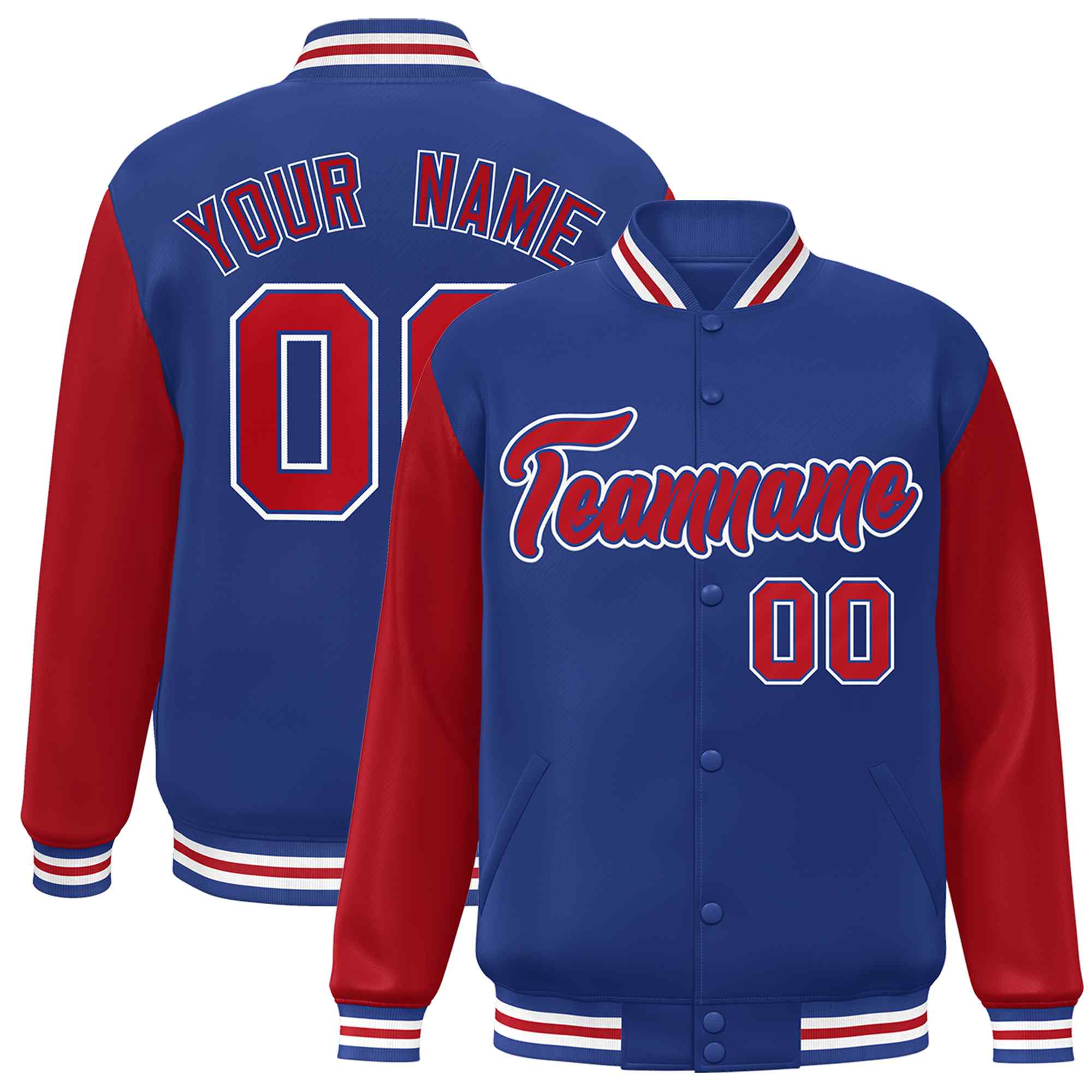 Custom Green White Raglan Sleeves Varsity Full-Snap Letterman Jacket | KXKSHOP