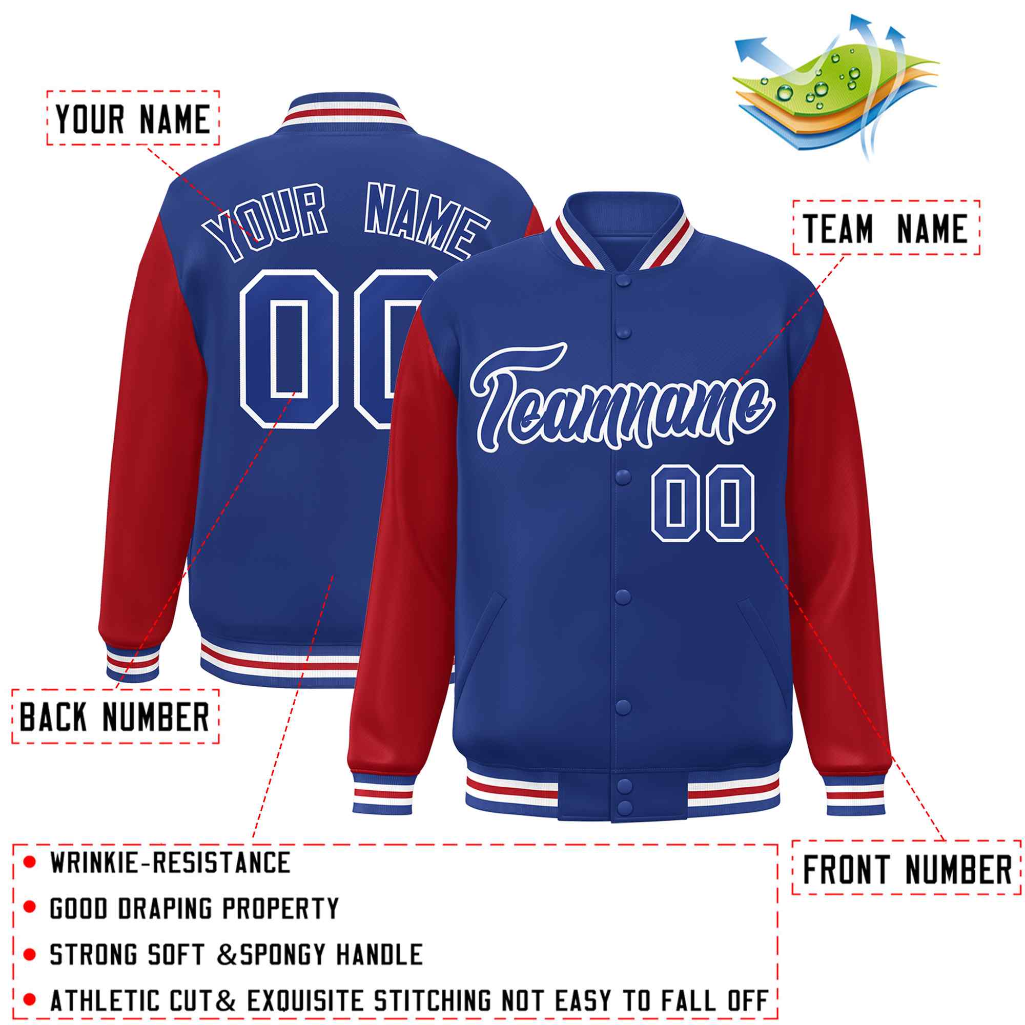Custom Green White Raglan Sleeves Varsity Full-Snap Letterman Jacket | KXKSHOP
