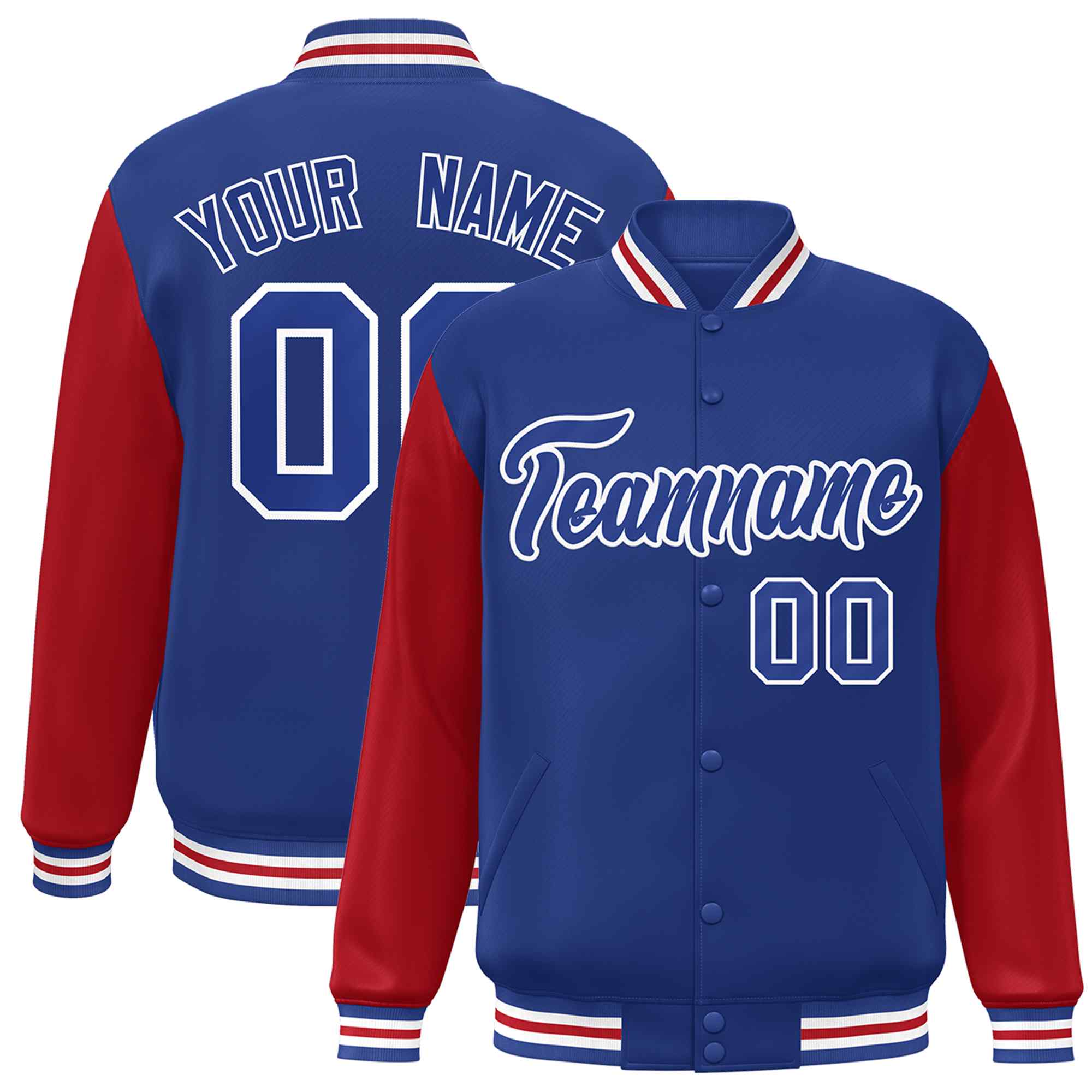 Custom Green White Raglan Sleeves Varsity Full-Snap Letterman Jacket | KXKSHOP