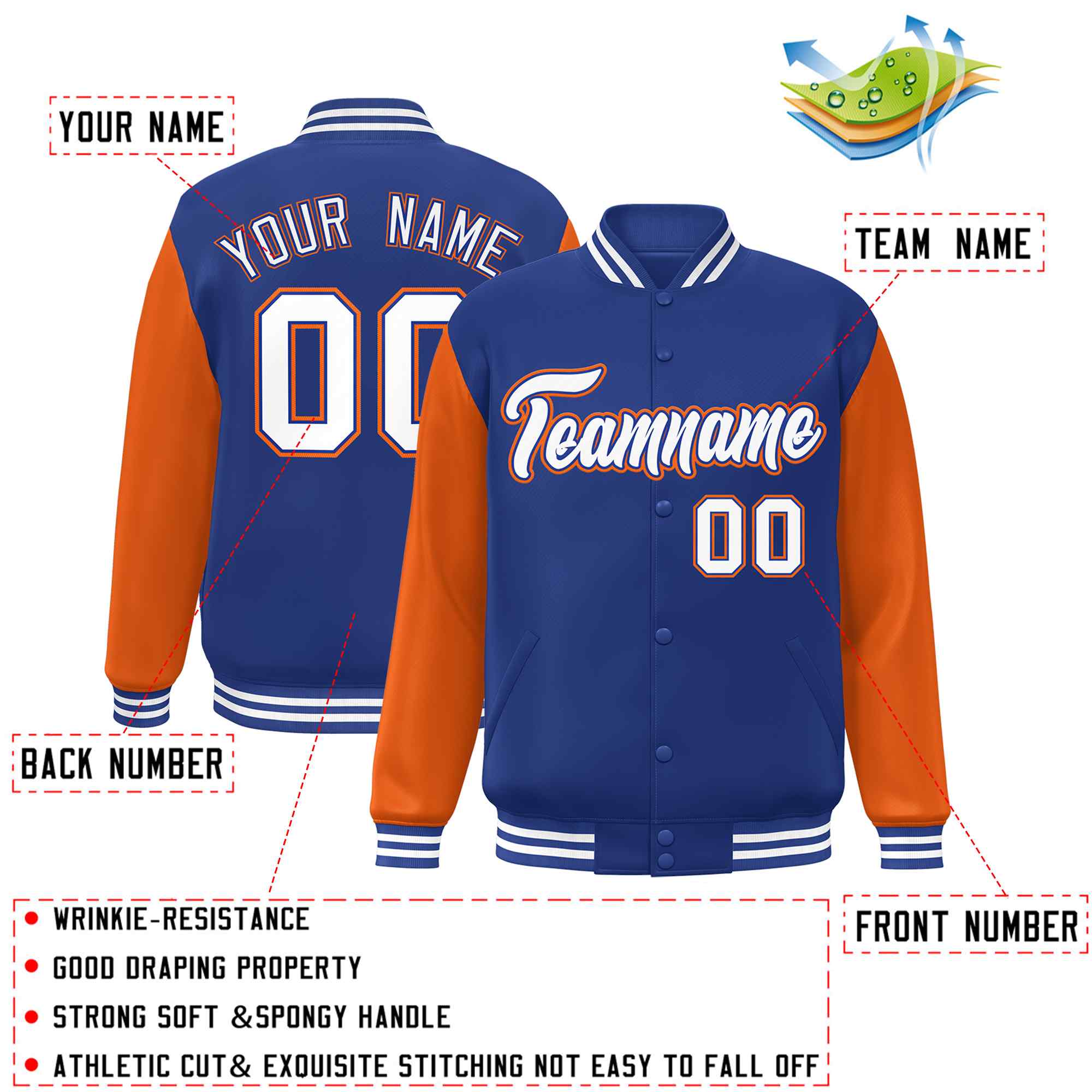 Custom Green White Raglan Sleeves Varsity Full-Snap Letterman Jacket | KXKSHOP