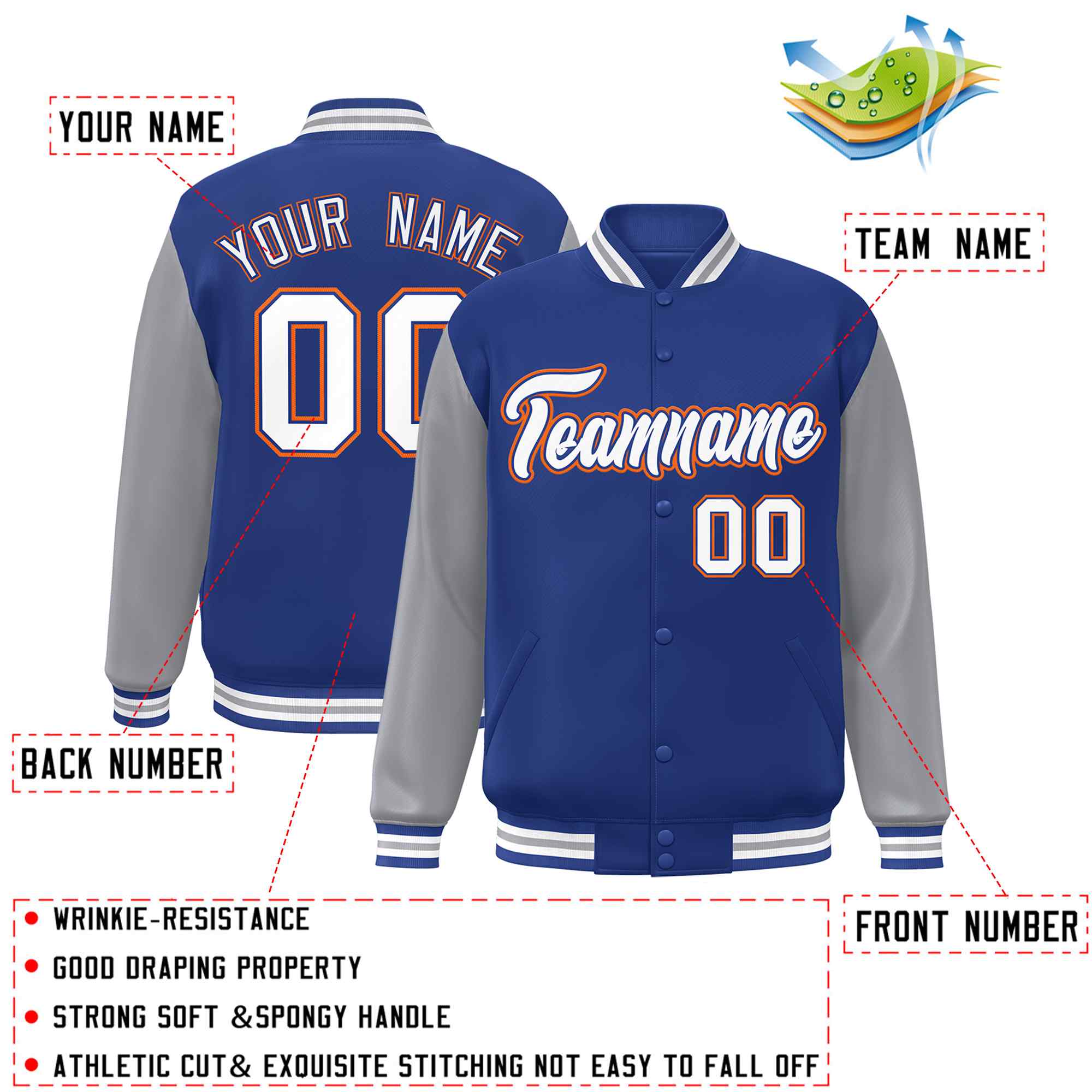 Custom Green White Raglan Sleeves Varsity Full-Snap Letterman Jacket | KXKSHOP