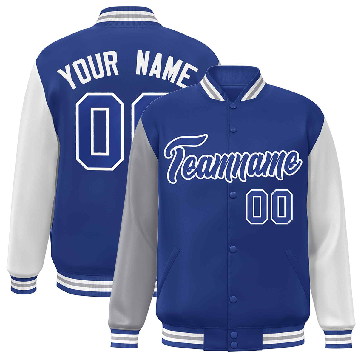 Custom Green White Raglan Sleeves Varsity Full-Snap Letterman Jacket | KXKSHOP